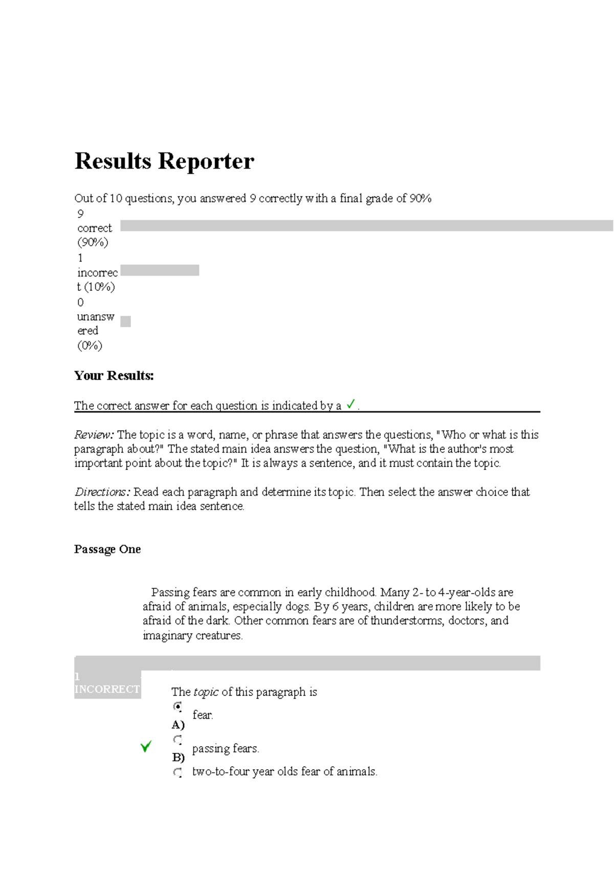 Main Idea Result - EXAMPLE QUESTION TOPIC MAIN IDEA - Results Reporter ...