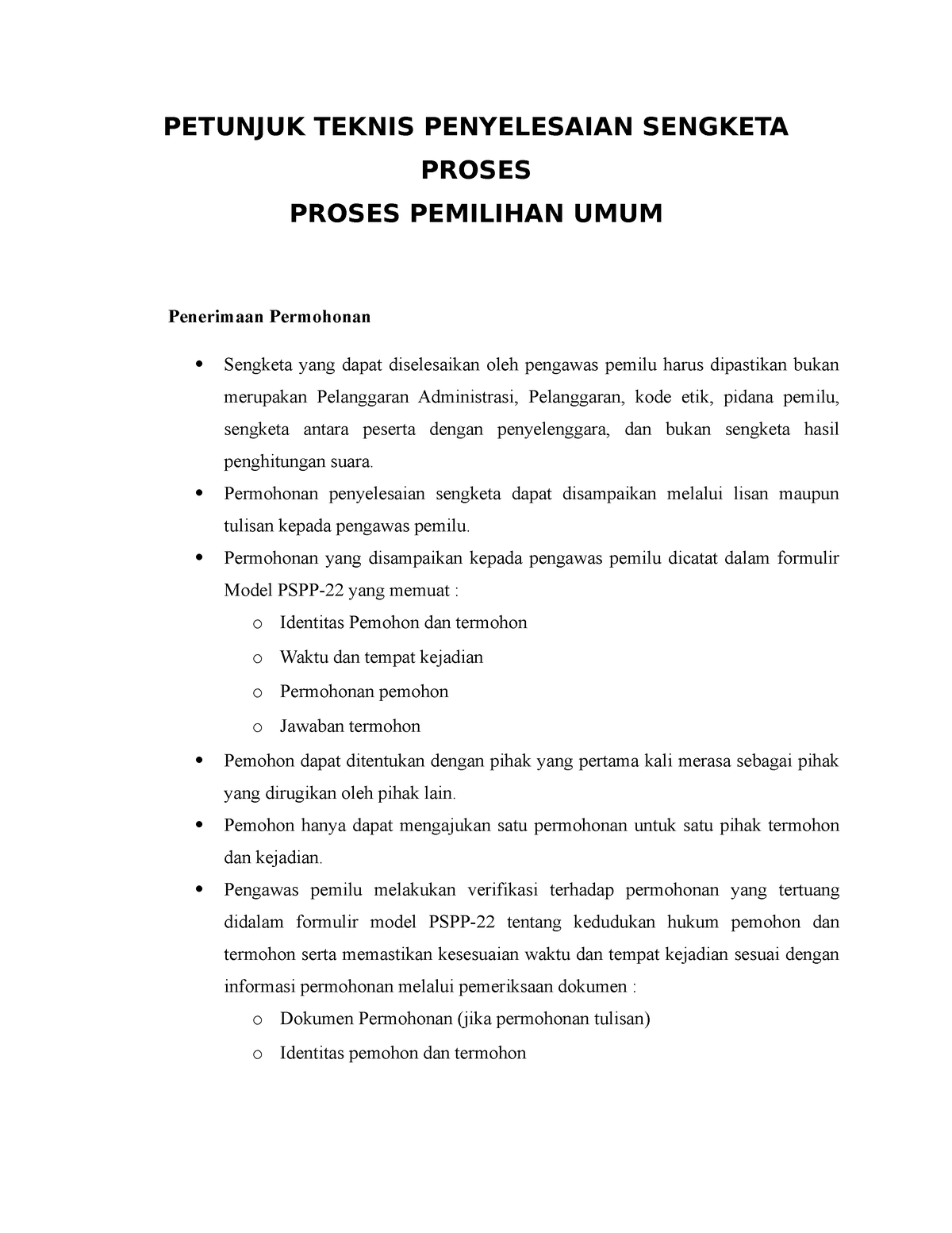 Petunjuk Teknis Penyelesaian Sengketa Proses - PETUNJUK TEKNIS ...