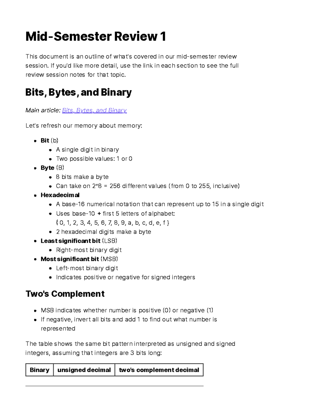 APmid Term Review 1 - Mid-Semester Review 1 This document is an outline ...
