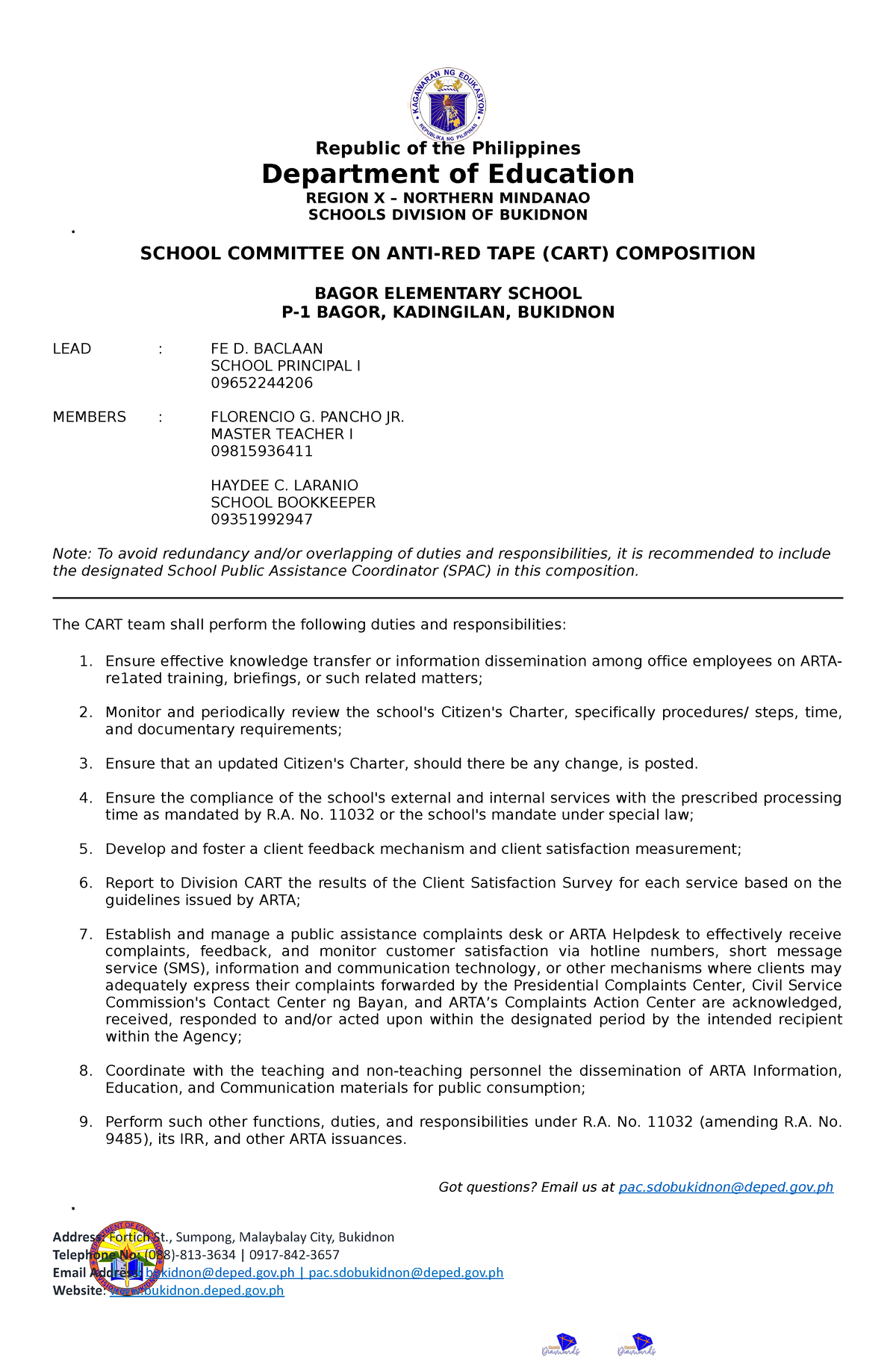 Scart Template 2023 - None - Republic Of The Philippines Department Of 