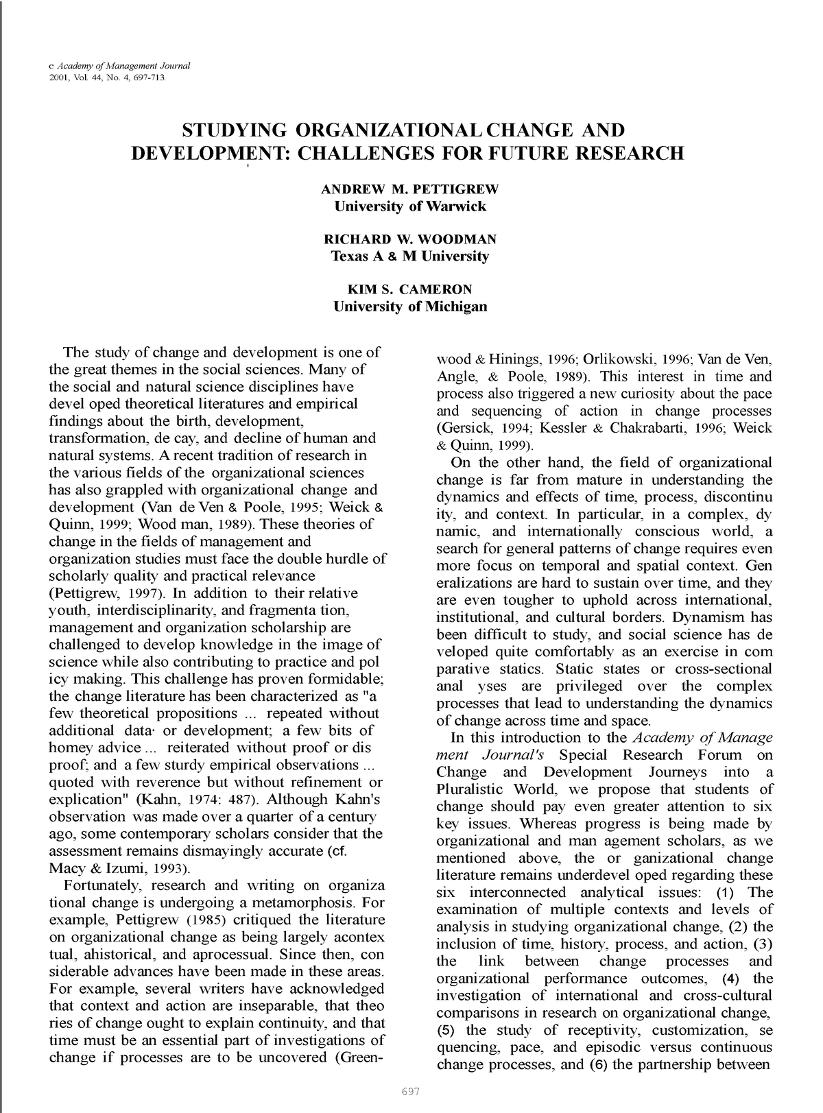 2001 Studying org change n Dev AMJ - C Academy of Management Journal ...