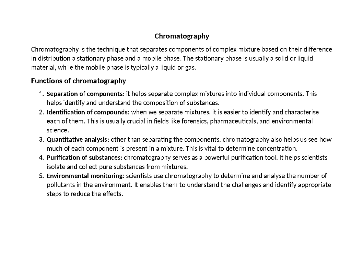 unit 2 assignment 3 chromatography