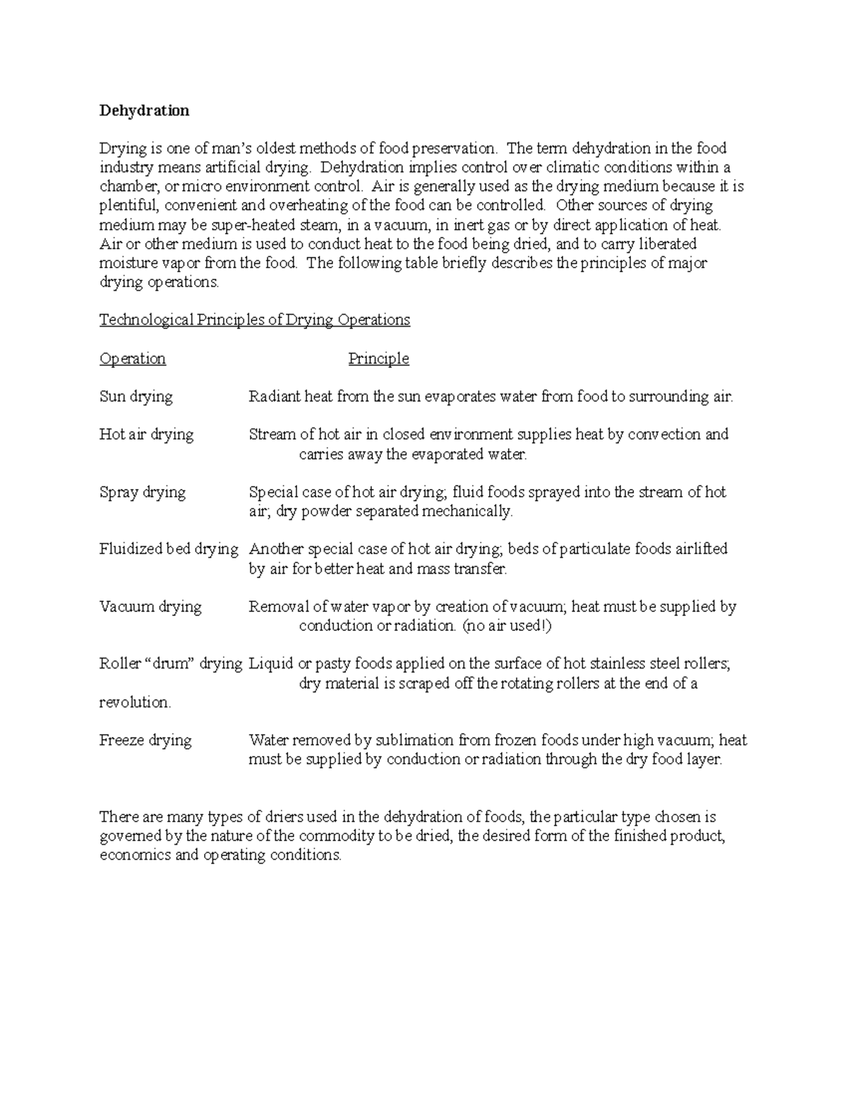 FDSC 113 lab Dehydration lab - Dehydration Drying is one of man’s ...