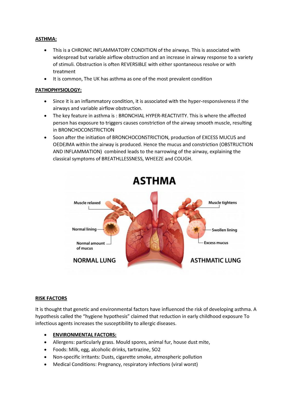 Asthma - ASTHMA: This is a CHRONIC INFLAMMATORY CONDITION of the ...