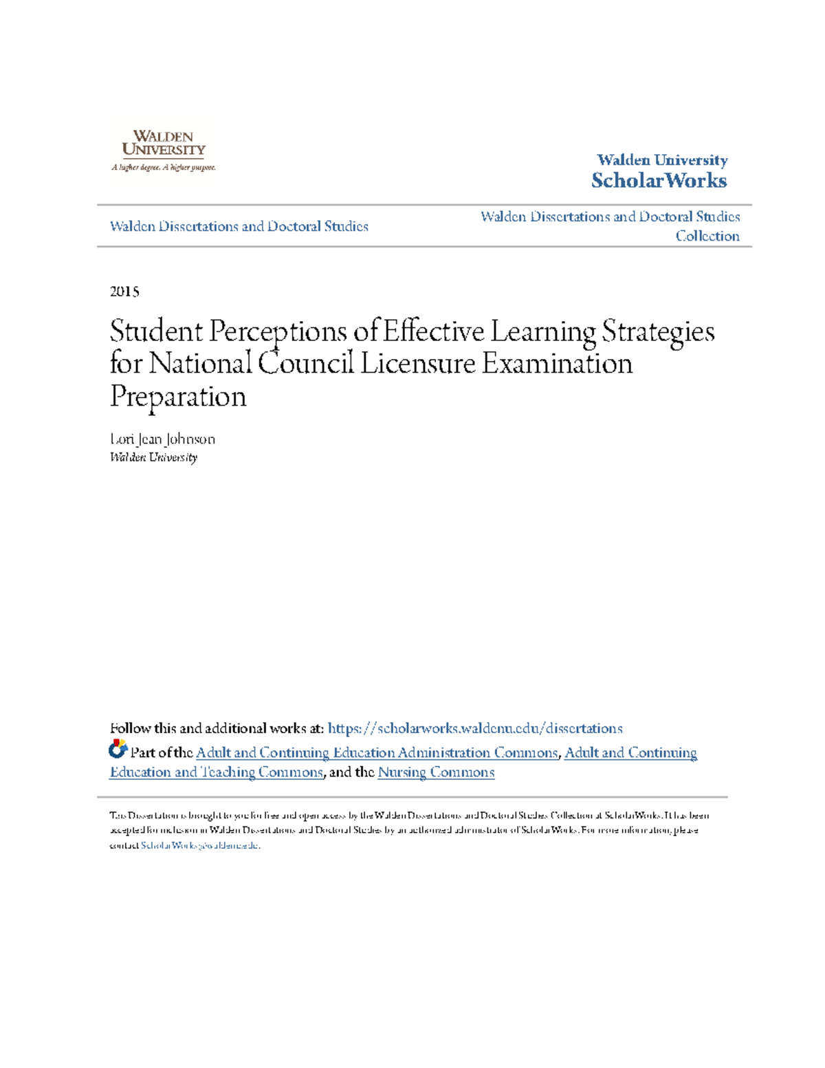 Student Perceptions of Effective Learning Strategies for National ...