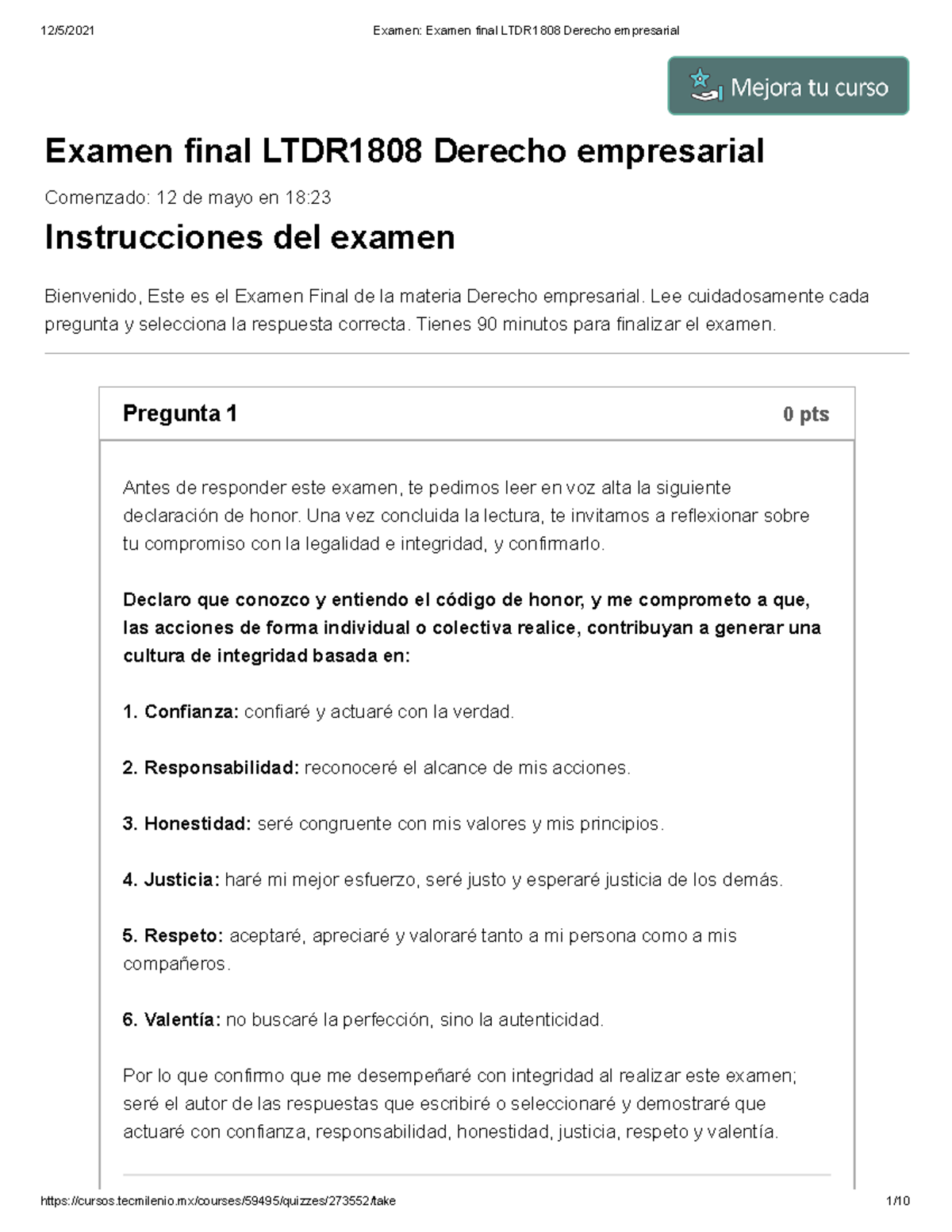 Examen Examen Final LTDR1808 Derecho Empresarial - Examen Final ...