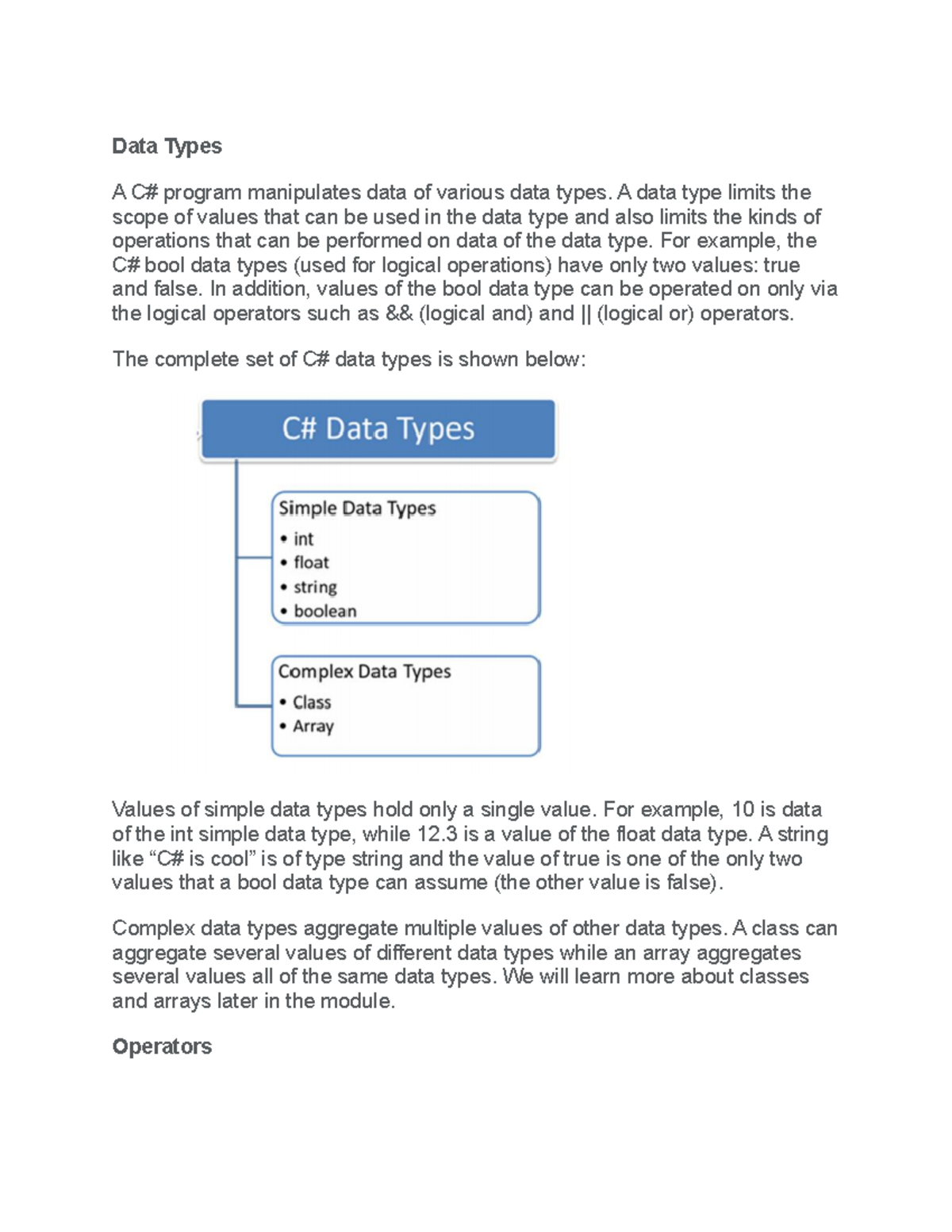 Data Types in C# with Visual STudio - Data Types A C# program ...