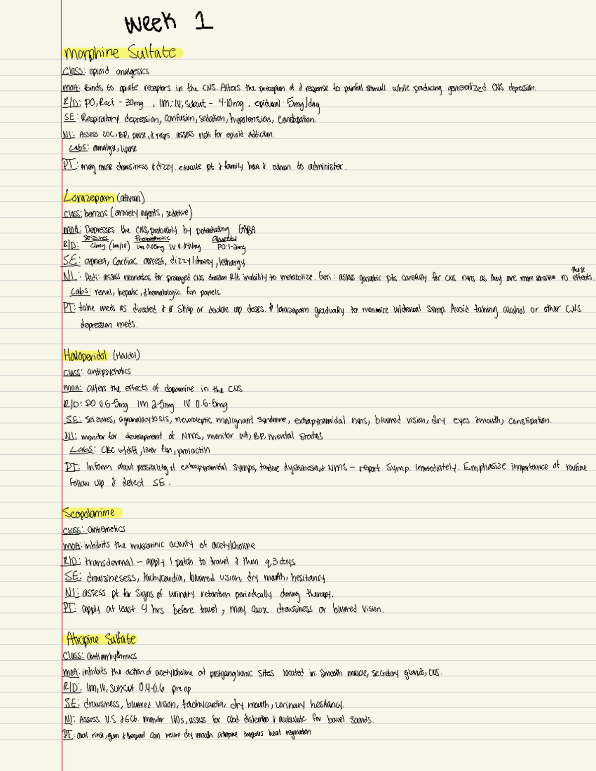 Week 1 med cards - assignment - week I morphine Sulfate SS:opioid ...