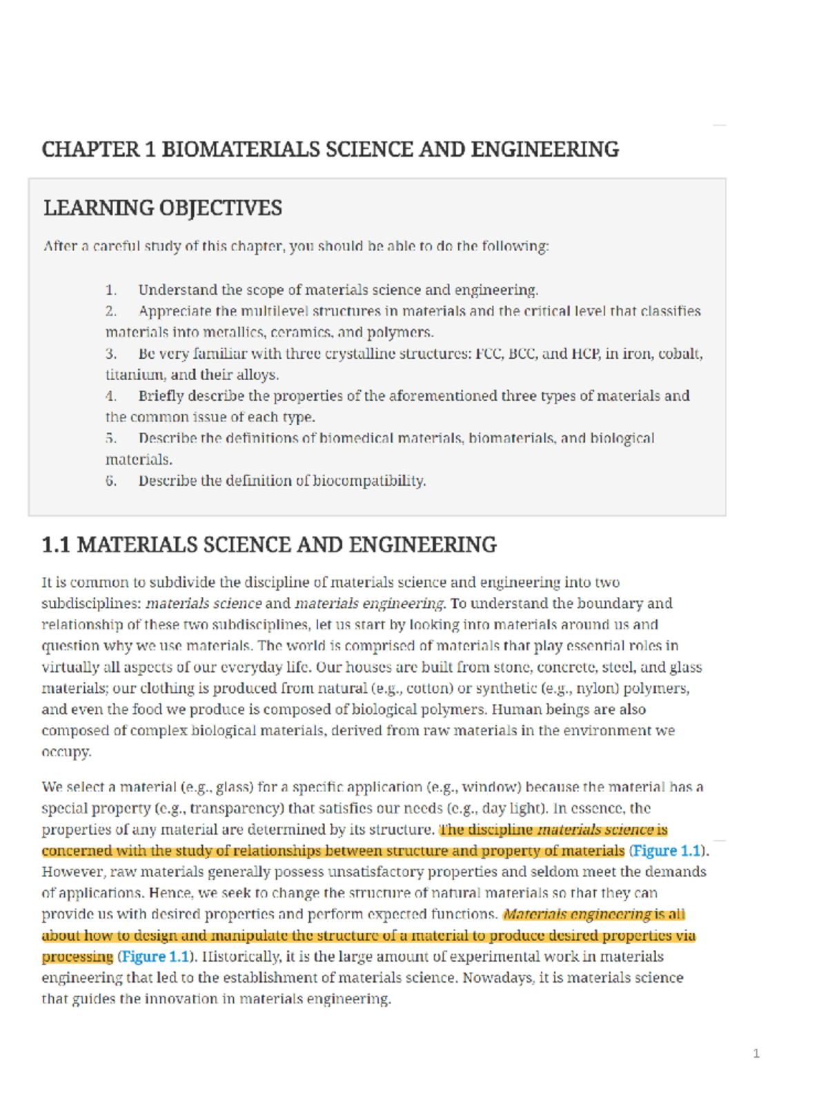 Reading HW#6 (Biomaterials Science and Engineering) - 1 CHAPTER 1 ...