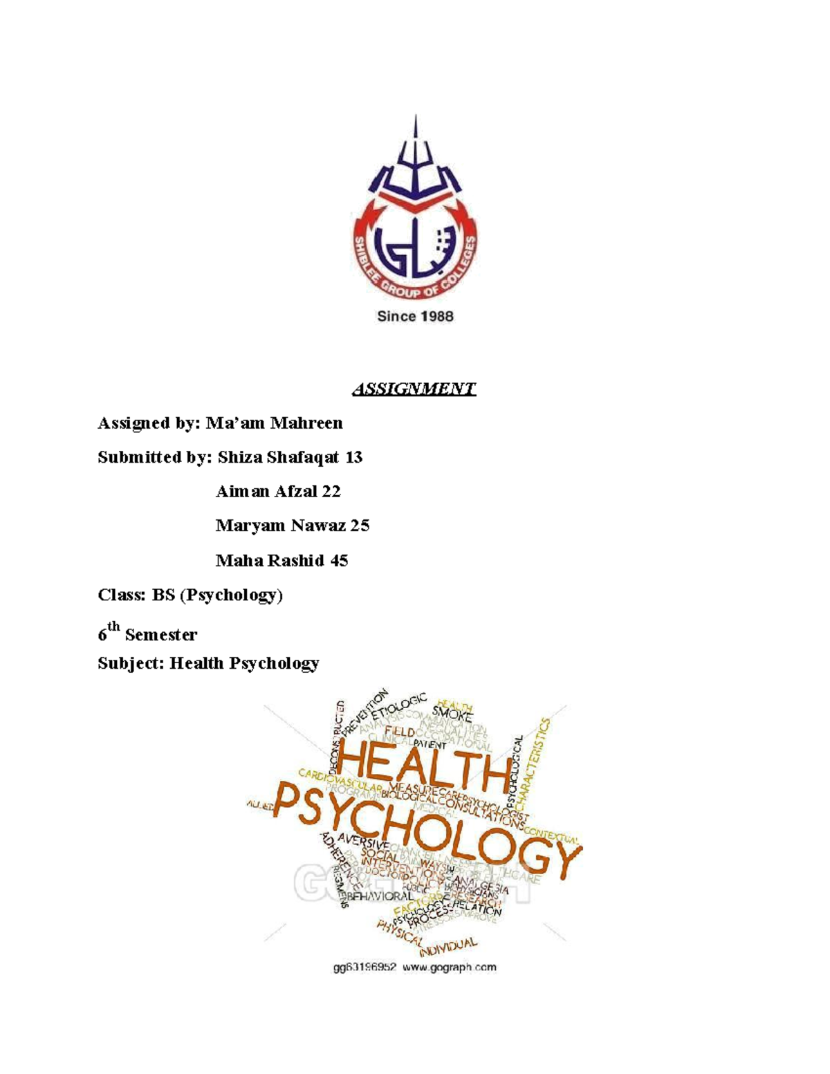 Health Assignment - ASSIGNMENT Assigned by: Ma’am Mahreen Submitted by ...