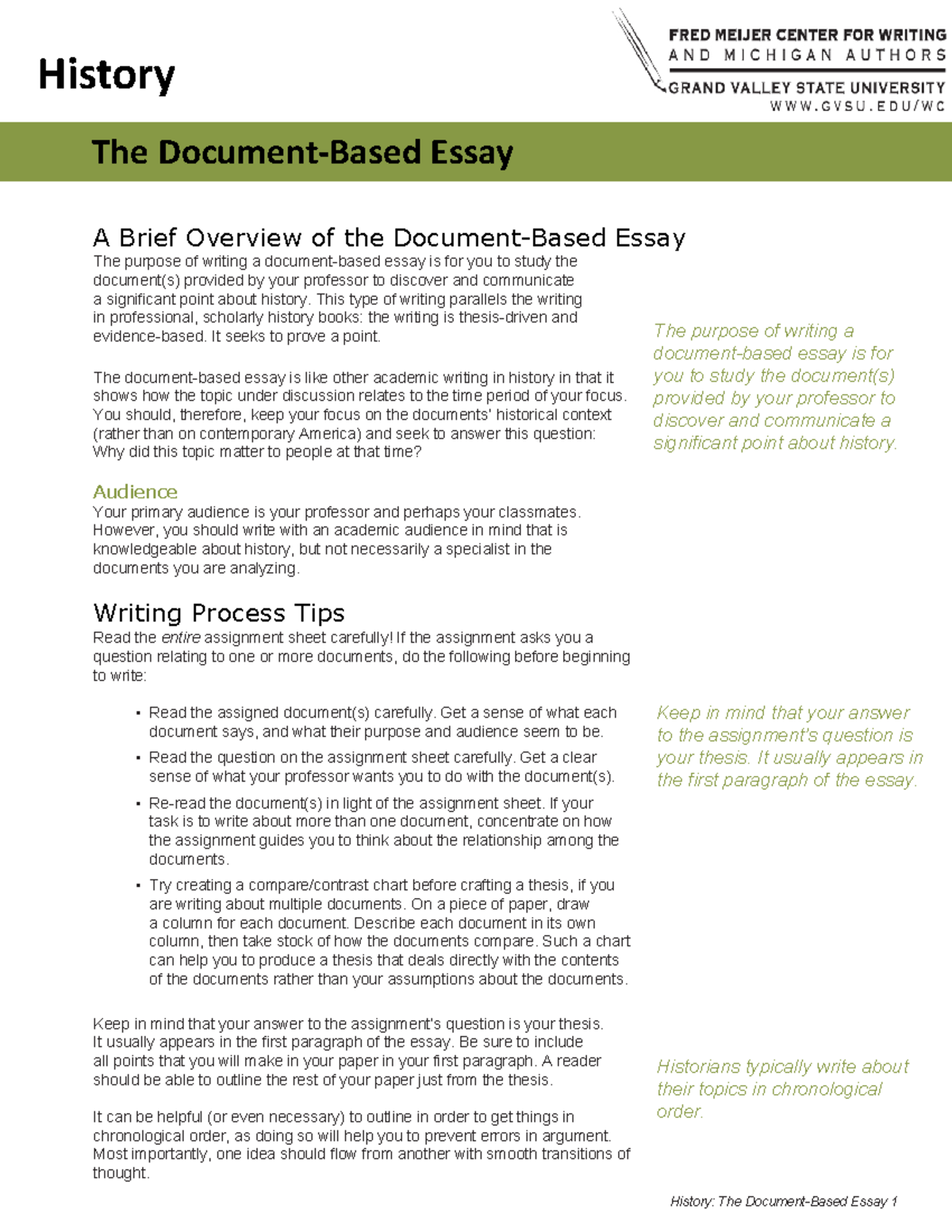 what should a draft of a document based essay include