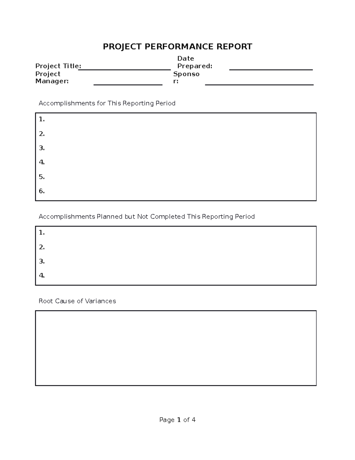 Project-performance-report - Project Title: Date Prepared: Project ...
