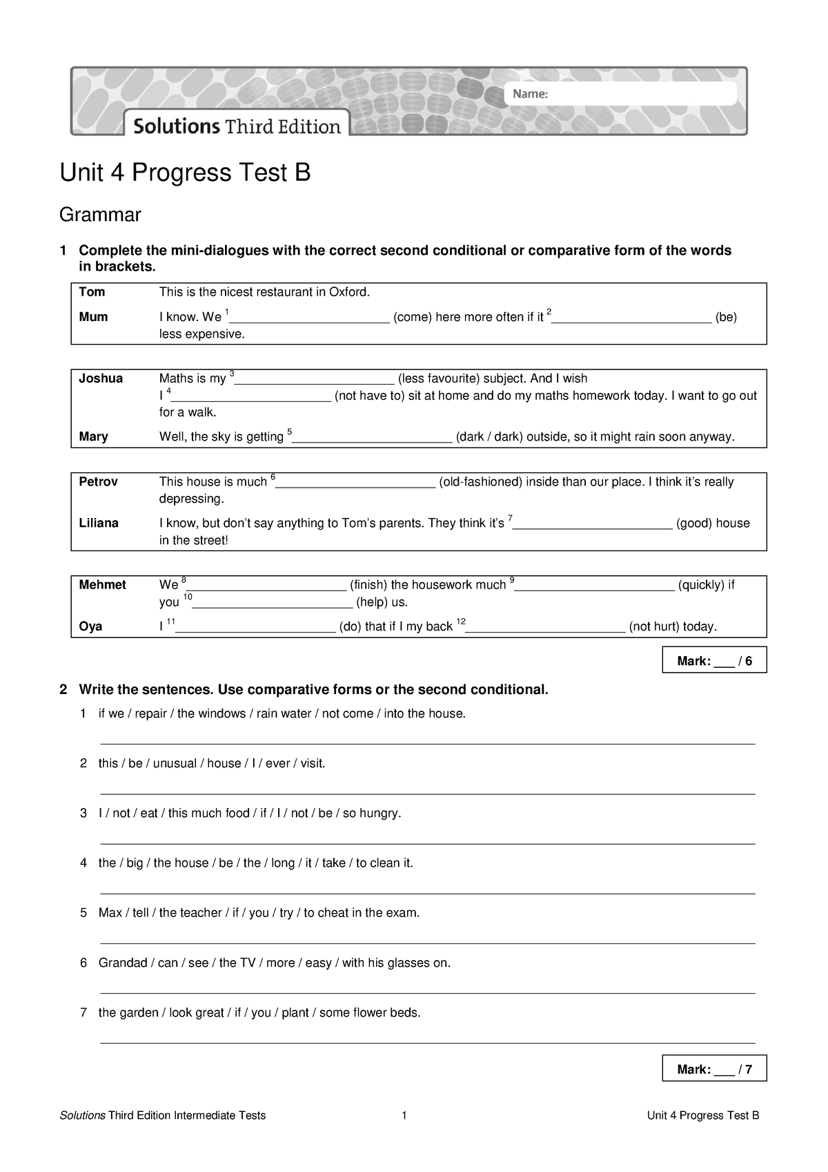 Sol3e Int U4 Progress Test B - Unit 4 Progress Test B Grammar 1 ...