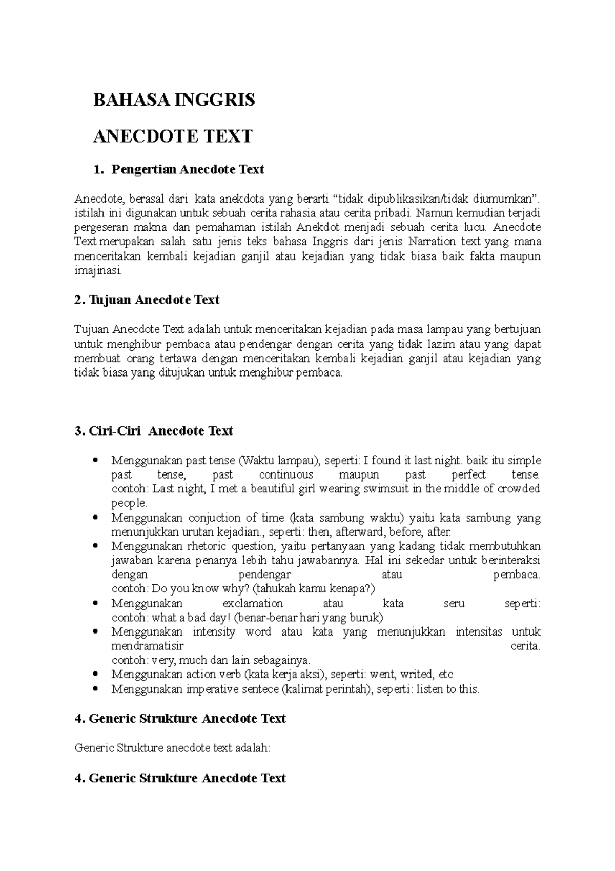 Intermediate English Structure - Anecdote Text - BAHASA INGGRIS ...