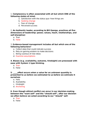 Ch 16 Questions - Ch 16 – Control Systems And Quality Management What 