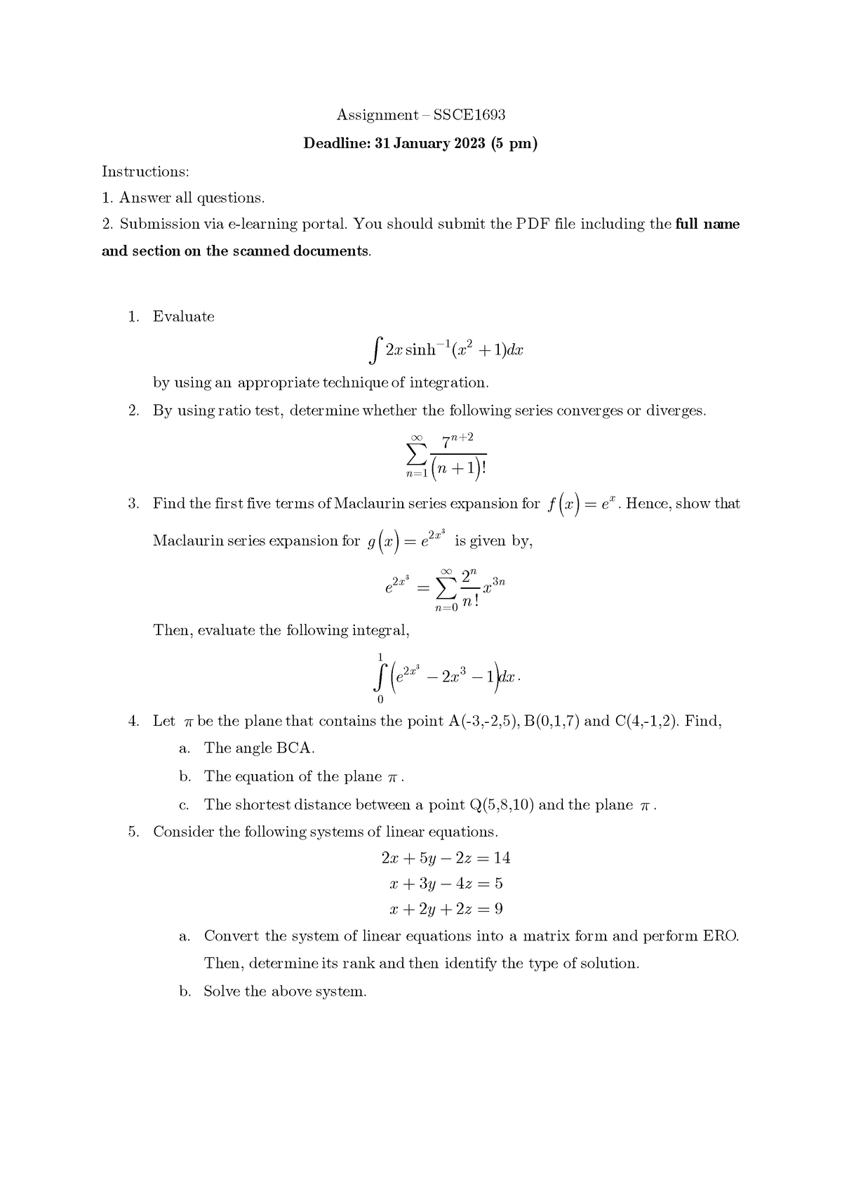 Assignment SSCE1693 20222023 - Assignment – SSCE Deadline: 31 January ...