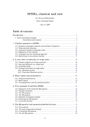 LN202007 SPDEs Exercises - Prof. Dr. Nicolas Perkowski Summer Semester ...