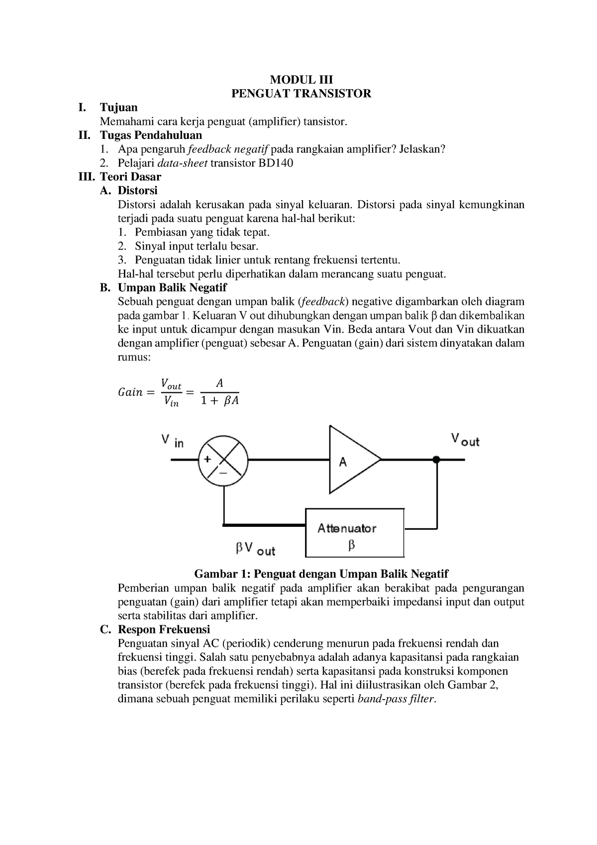 Laporan Praktikum Rangkaian Elektronika 3 - MODUL III PENGUAT ...