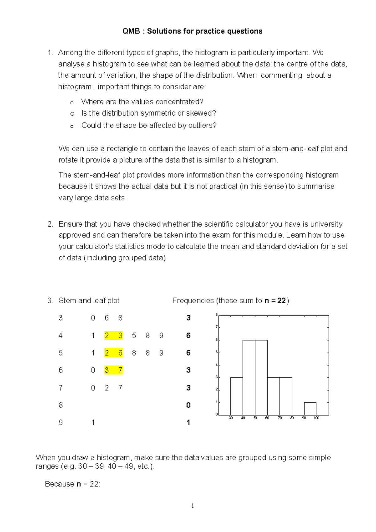 Solutions to practice questions WK1 - 030405060708090100 1 2 3 4 5 6 7 ...