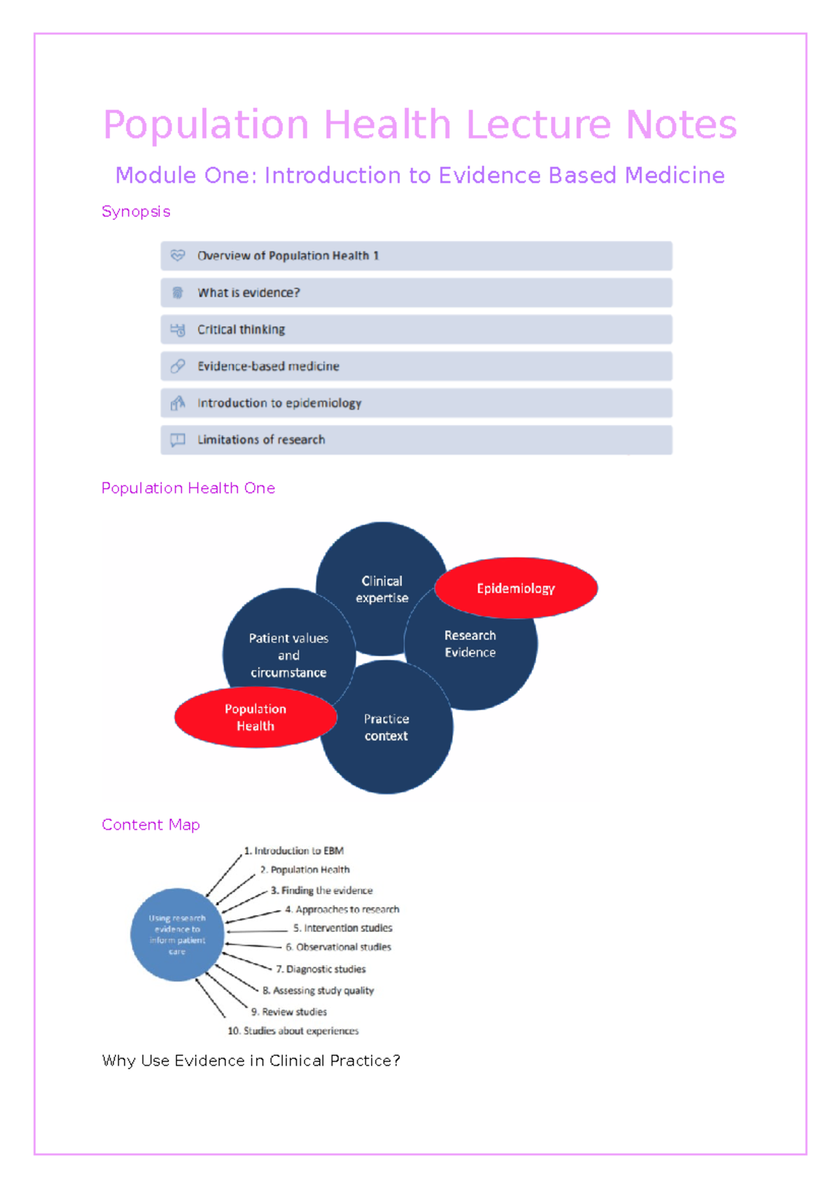Population Health Lecture Notes - Population Health Lecture Notes ...