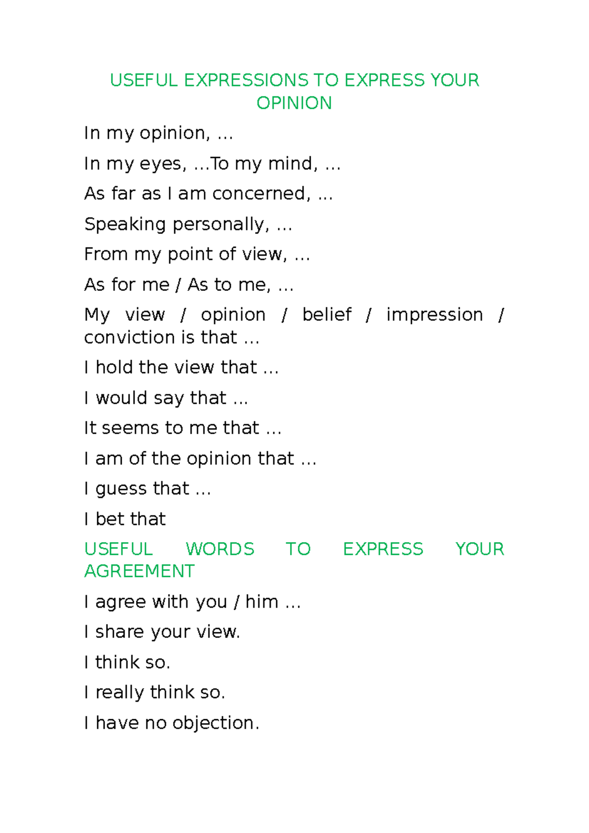 useful expressions for opinion essays