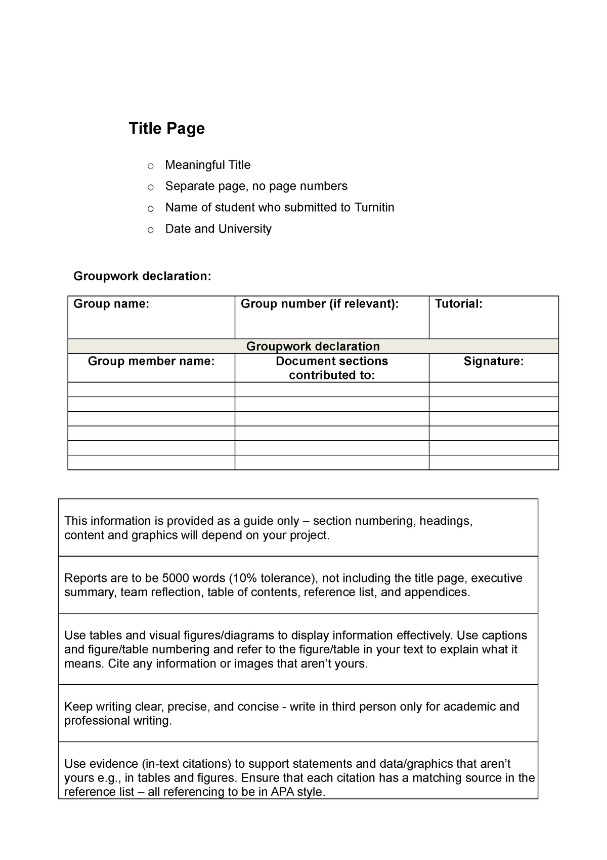 Team Final Report Template SPR21 - Title Page o Meaningful Title o ...