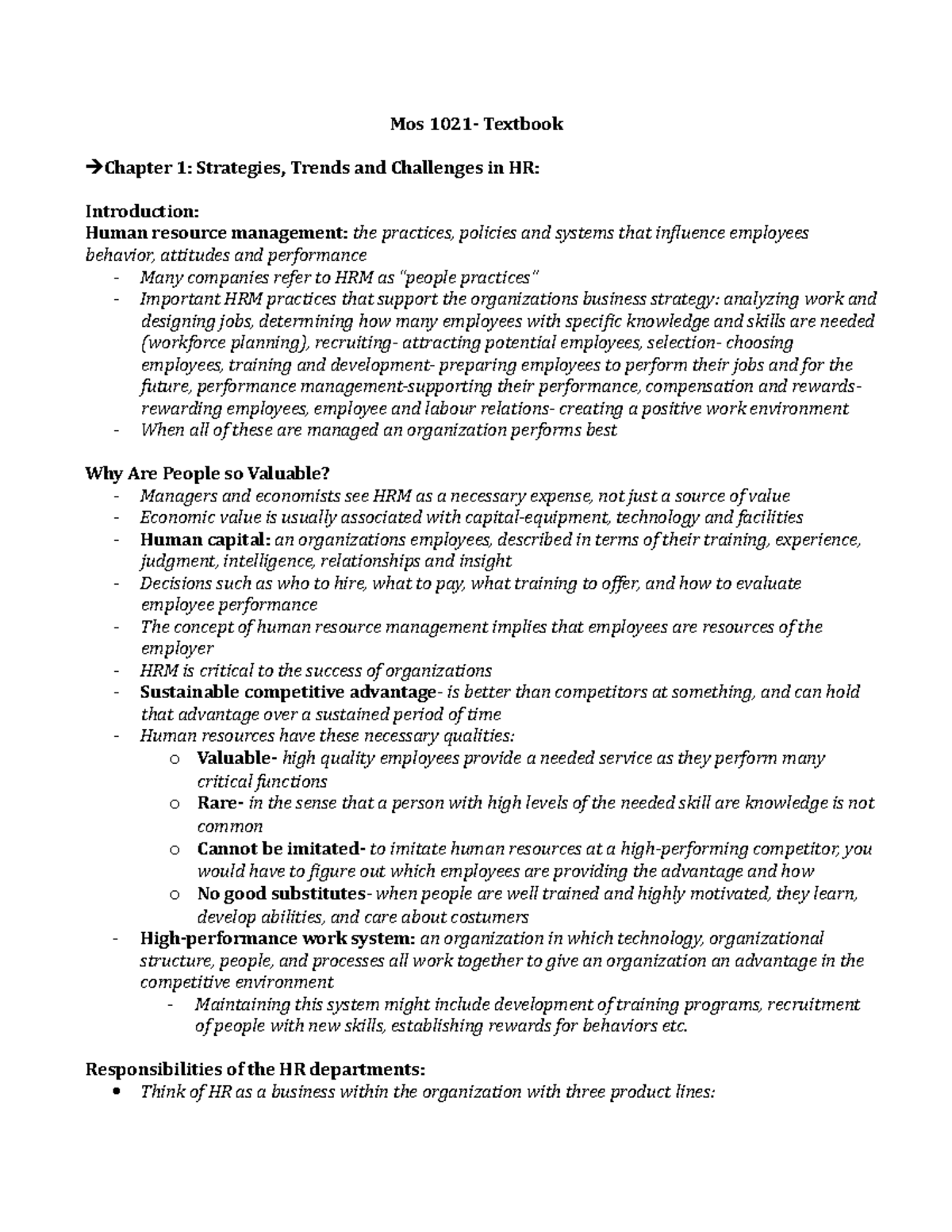 Summary - lecture 2, chapter 1 complete - Mos Textbook 1: Strategies ...