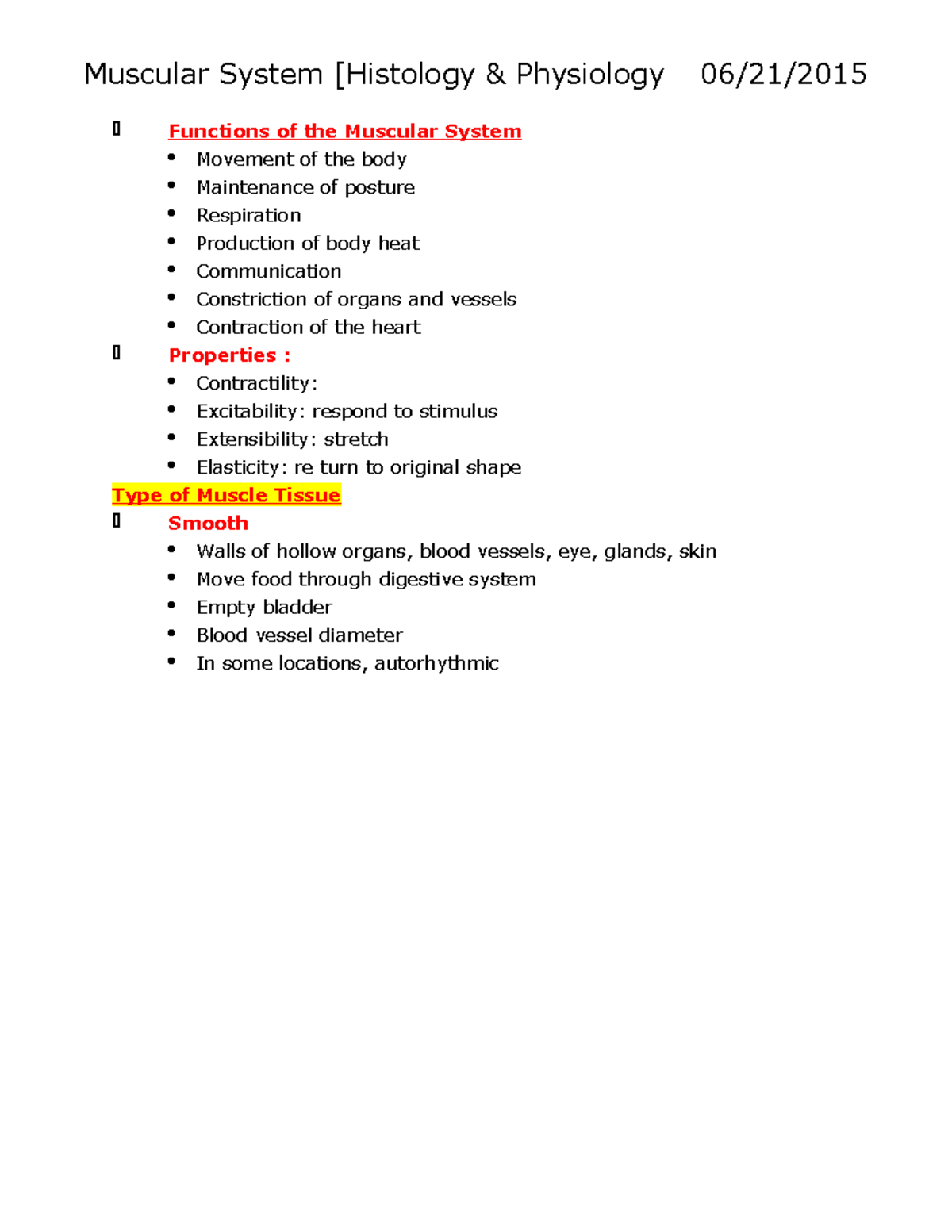 Muscular System Histology Physio - Muscular System [Histology ...