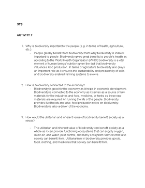 STS Activity - STS ACTIVITY 9 In your own understanding, what is meant ...