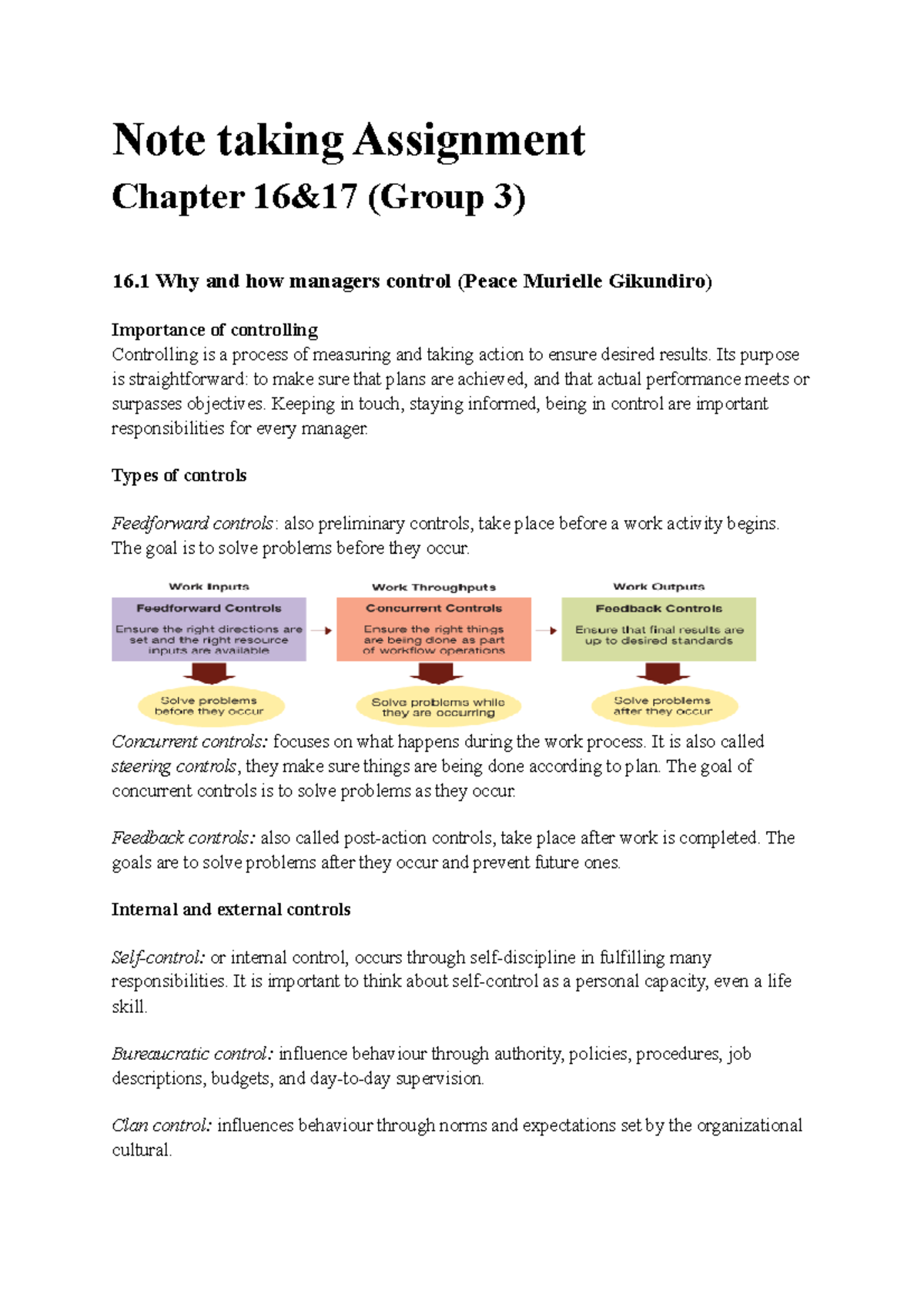 Chapter 16 & 17 ADM 1100 INTRODUCTION TO BUSINESS MANAGEMENT - Note ...