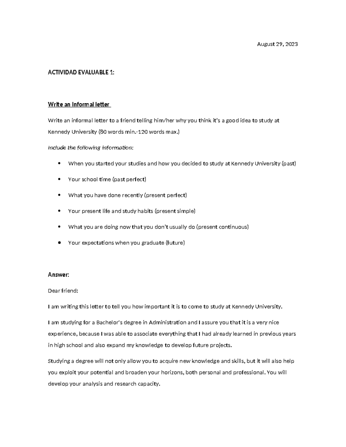 ACT 1- ingles unl - Actividad 1 - August 29, 2023 ACTIVIDAD EVALUABLE 1 ...