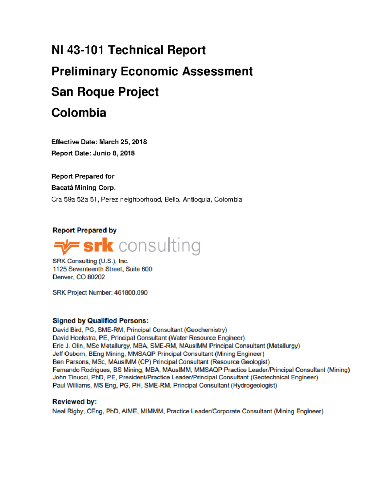 NI 43-101 Epit. AS - Nota: 10 - NI Technical Report Preliminary ...