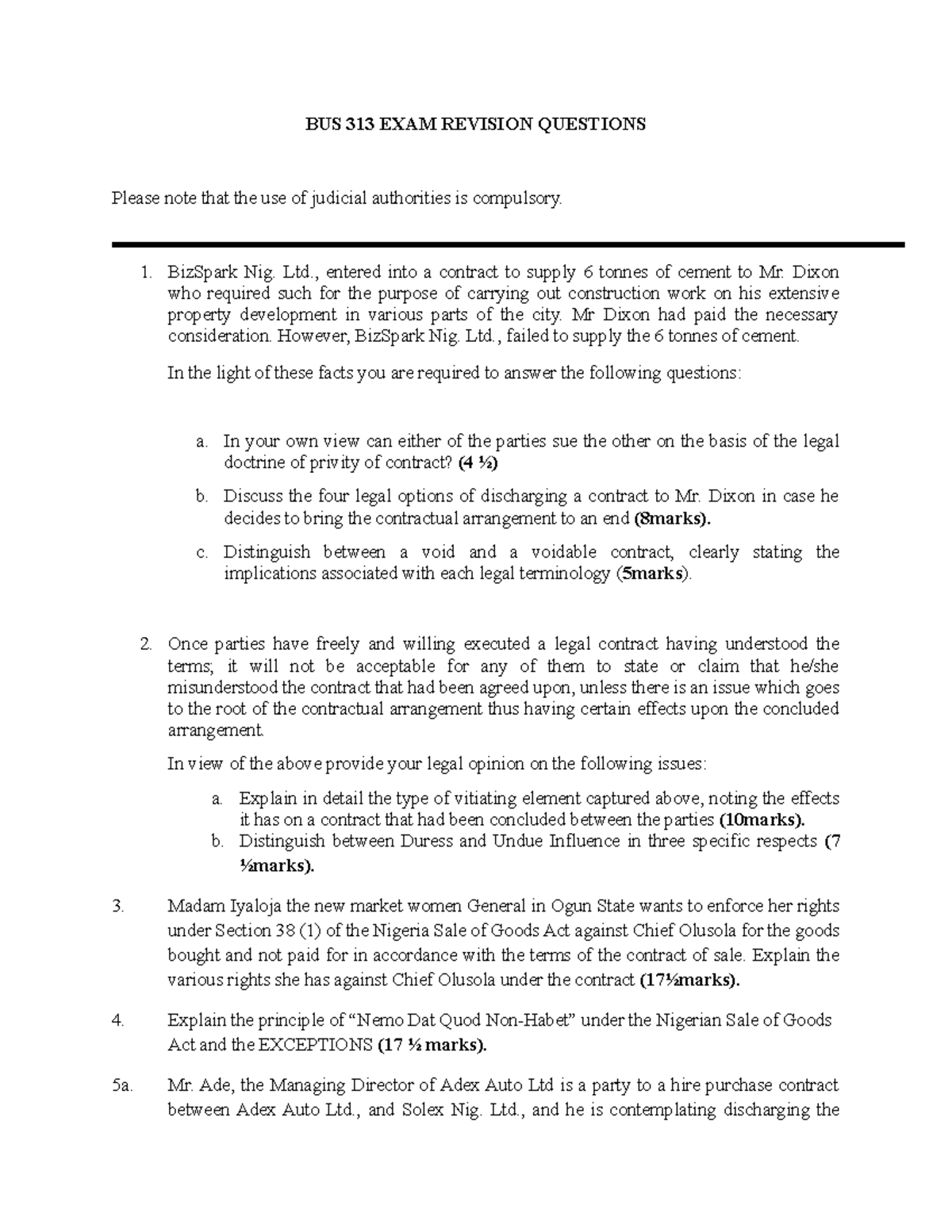 BUS 313 EXAM Revision Questions 1 BUS 313 EXAM REVISION QUESTIONS bus-313-exam-revision-questions-1-bus-313-exam-revision-questions