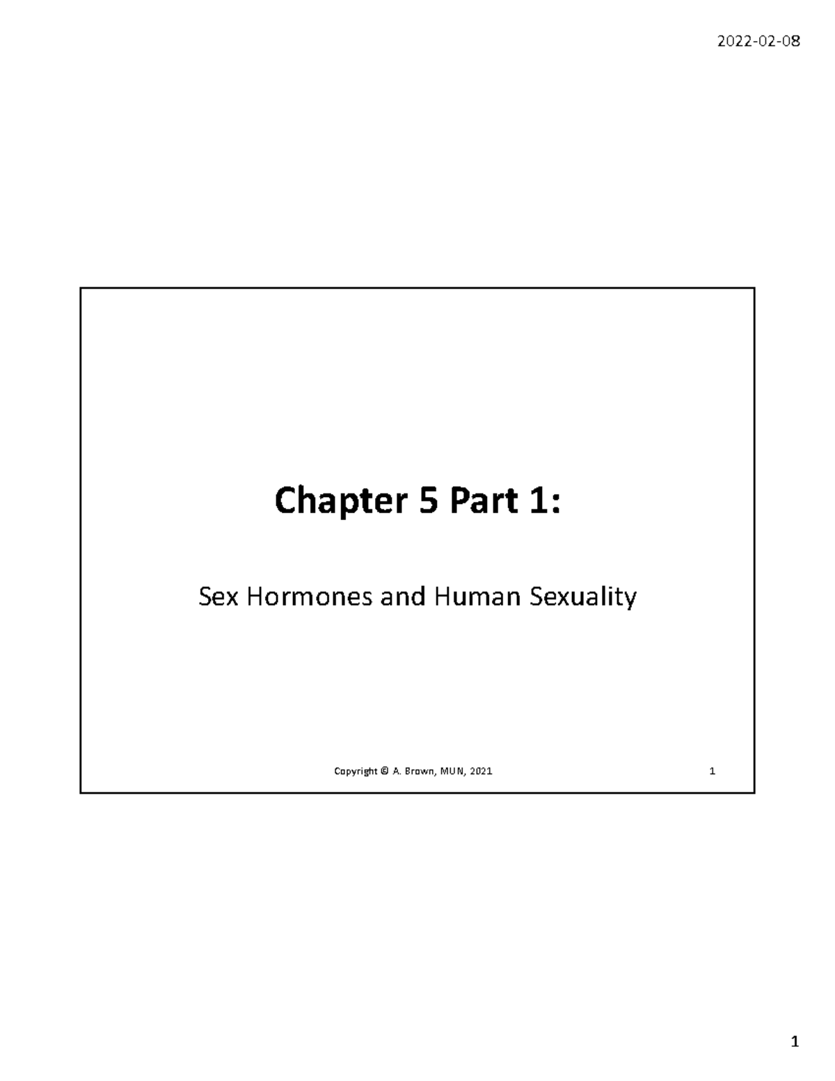 Chapter 5-1 Power Point (full) - Chapter 5 Part 1: Sex Hormones And ...