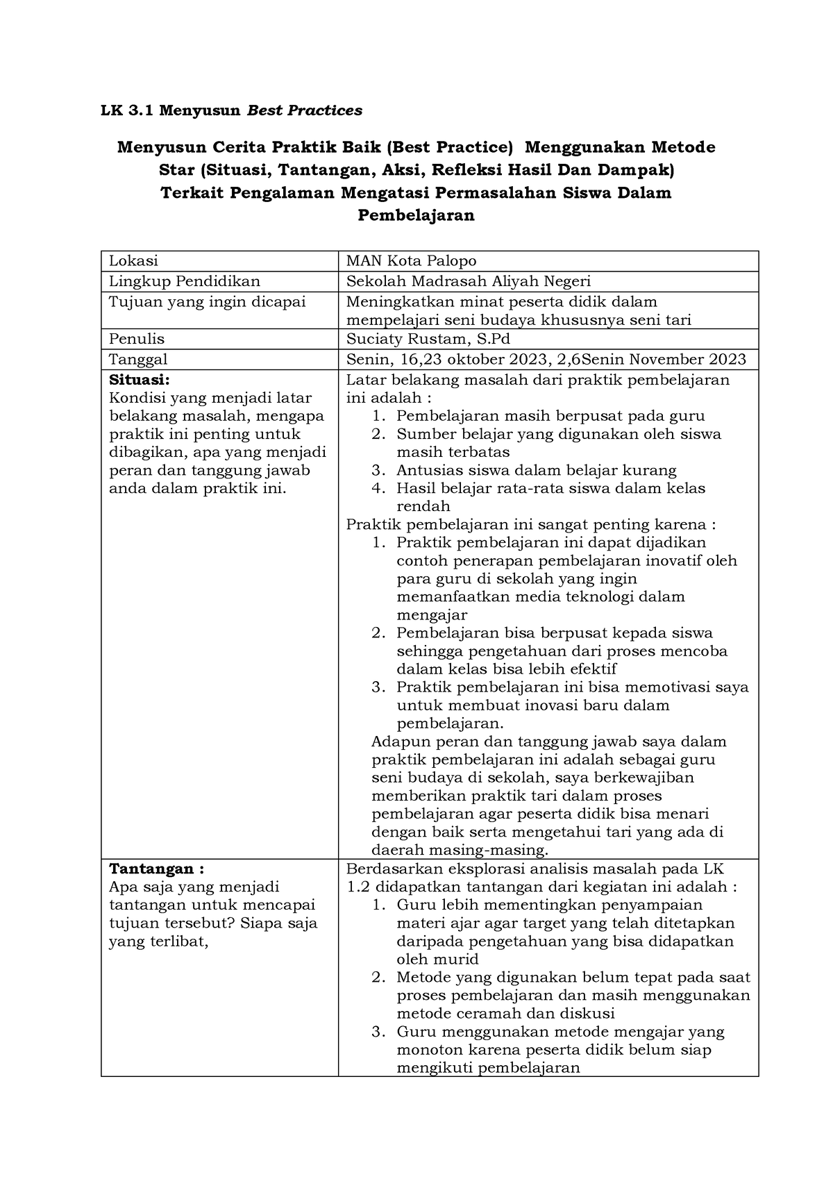 LK 3.1 Menyusun Best Practices - LK 3 Menyusun Best Practices Menyusun ...