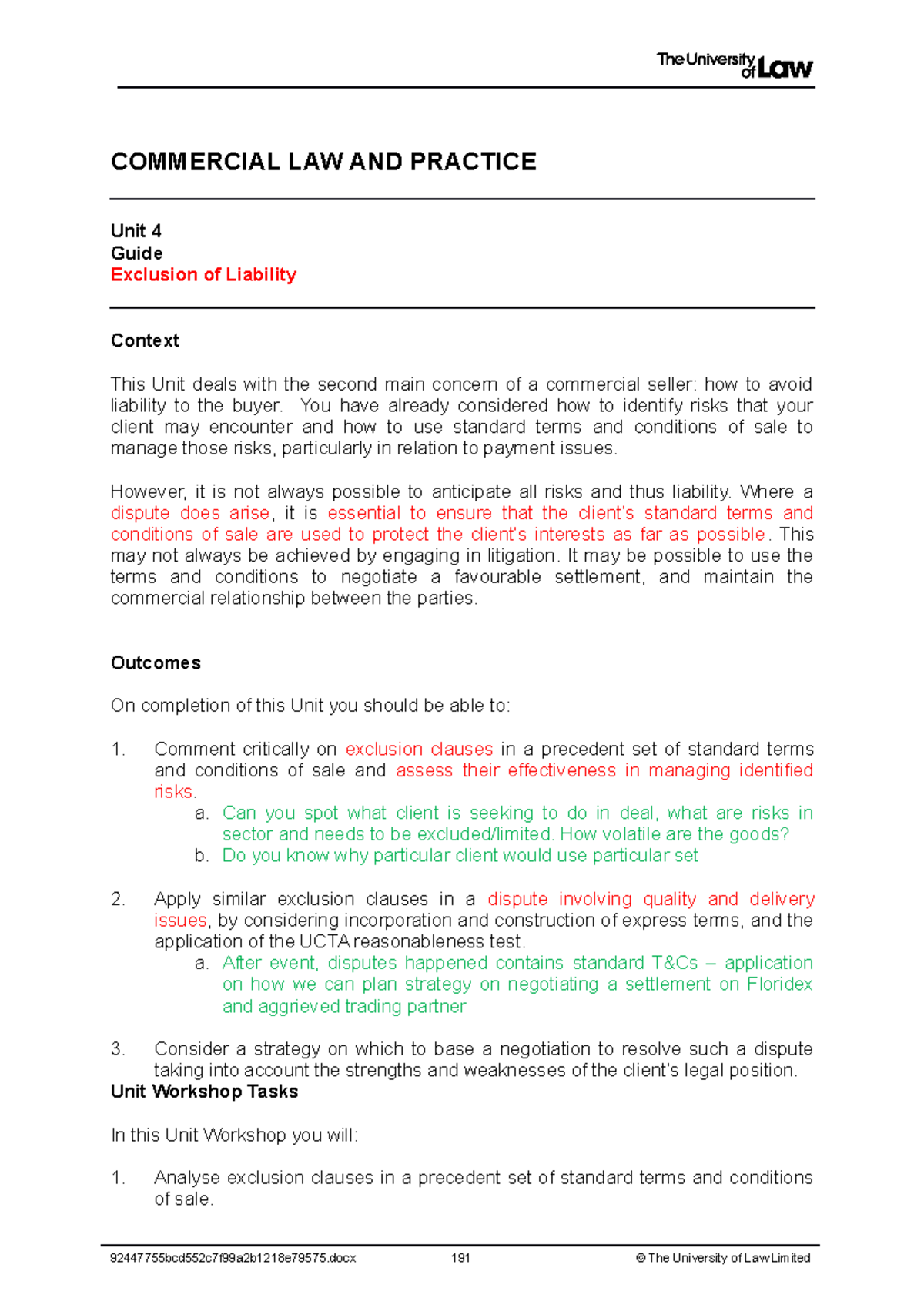 2122 comm ws04 ce01 guide t - COMMERCIAL LAW AND PRACTICE Unit 4 Guide ...