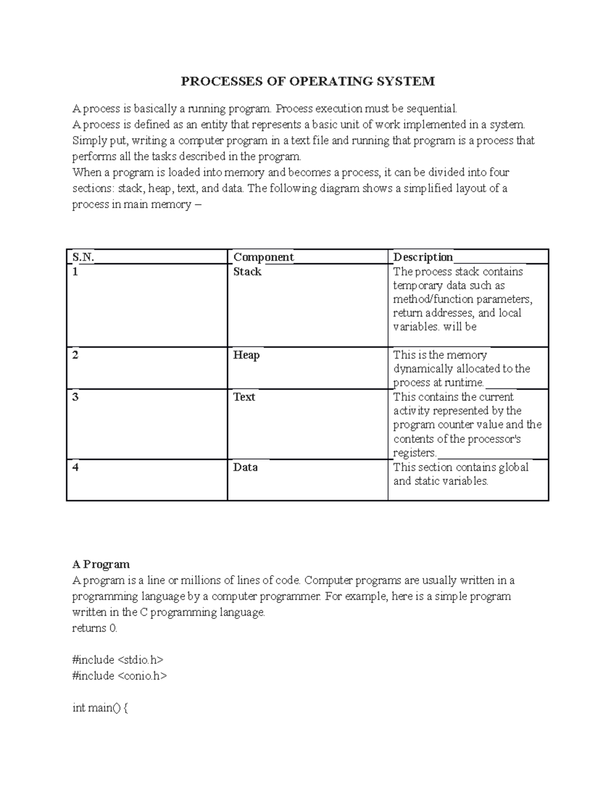 Processes OF Operating System - PROCESSES OF OPERATING SYSTEM A process ...