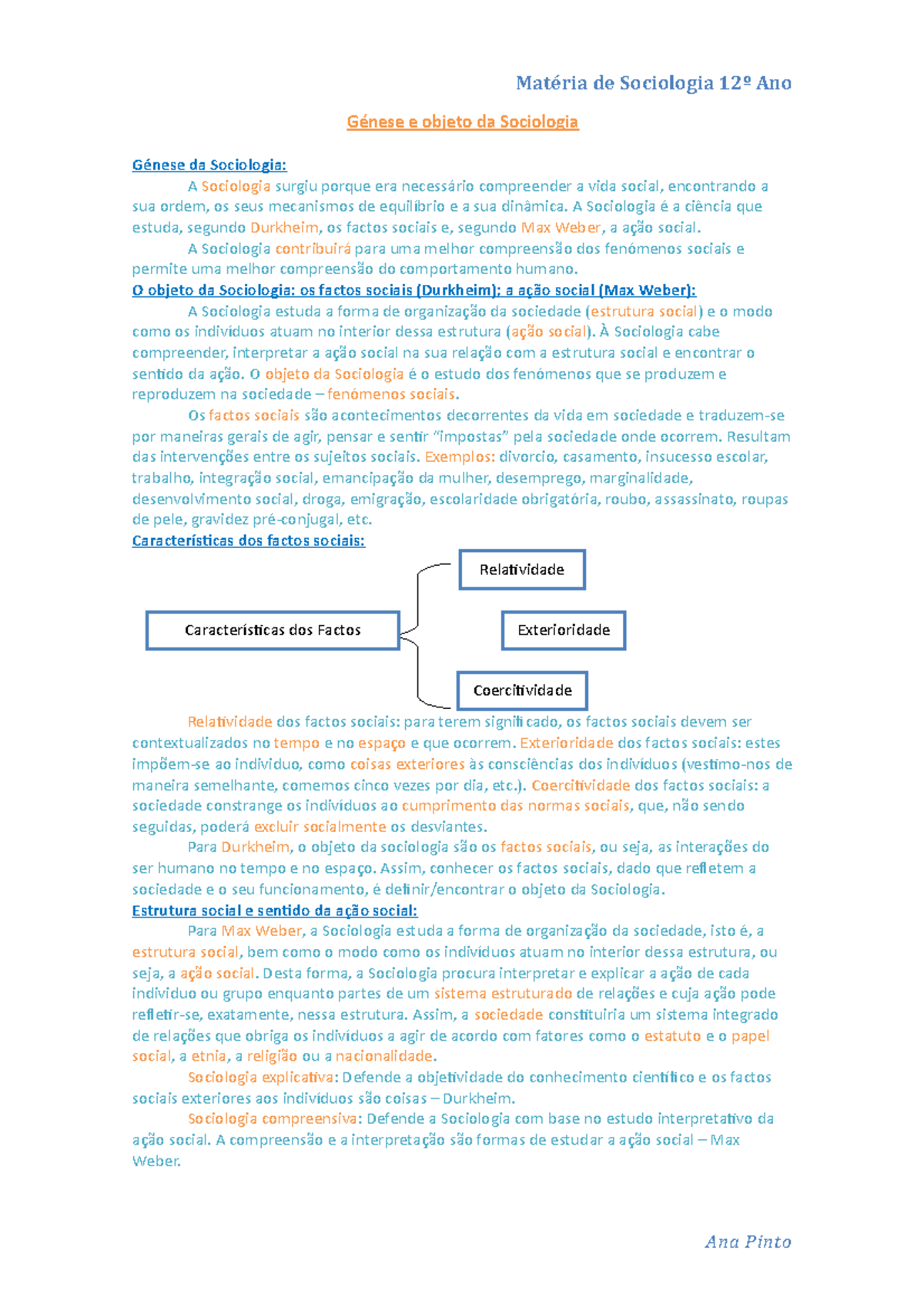 Génese e o objeto da sociologia resumos 12 ano secundário da disciplina ...