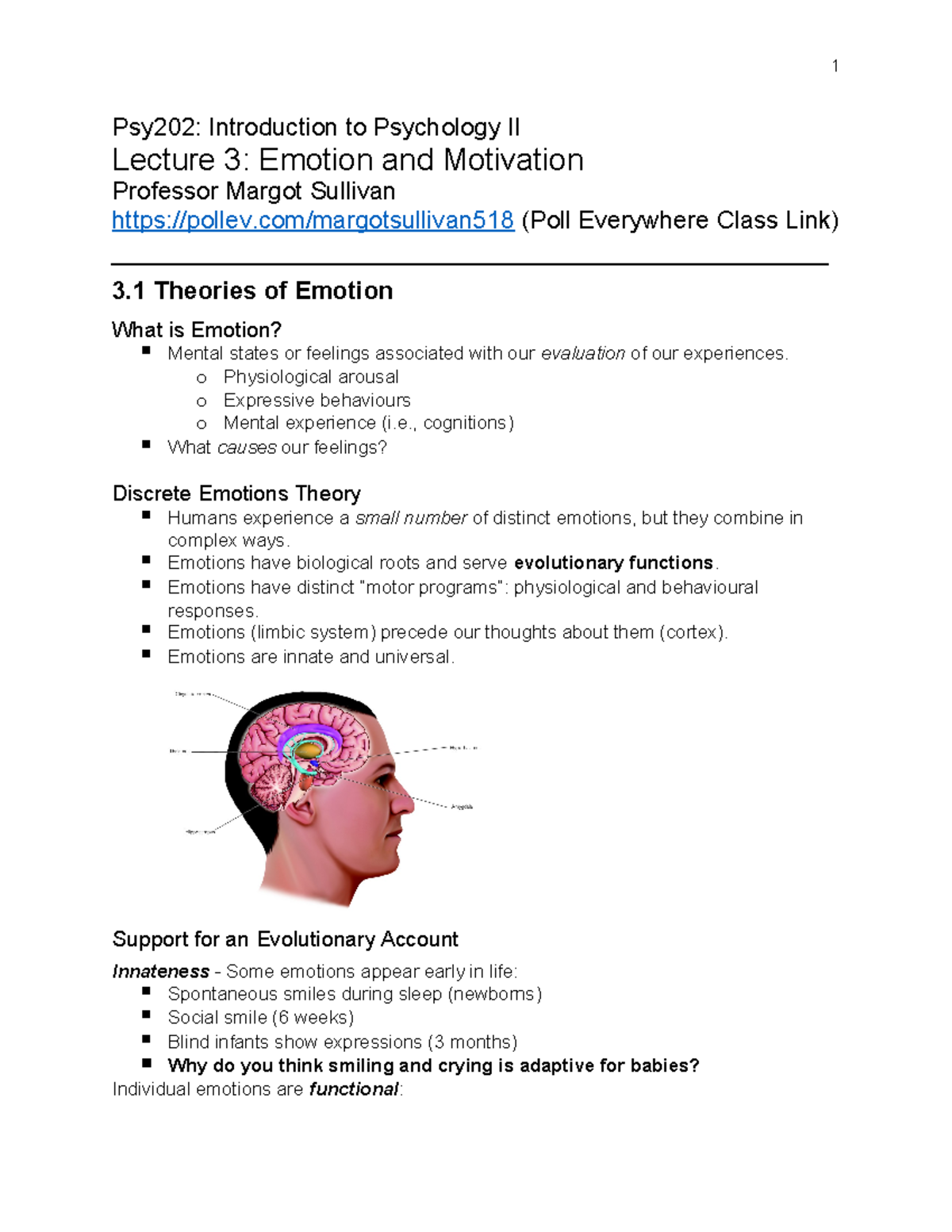 W24 PSY202 Notes 3 - Psy202: Introduction to Psychology II Lecture 3 ...