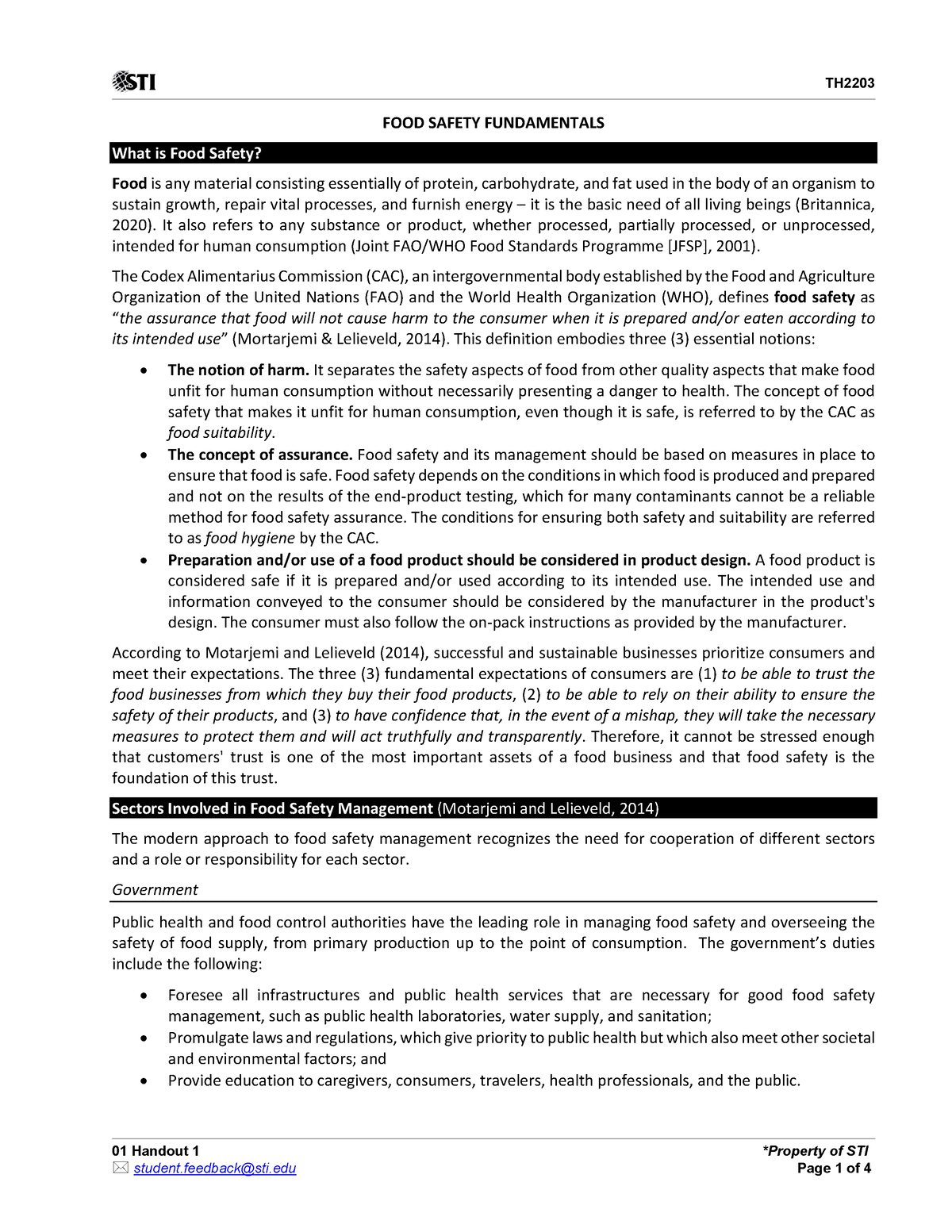 01-handout-1sss-hii-01-handout-1-property-of-sti-food-safety