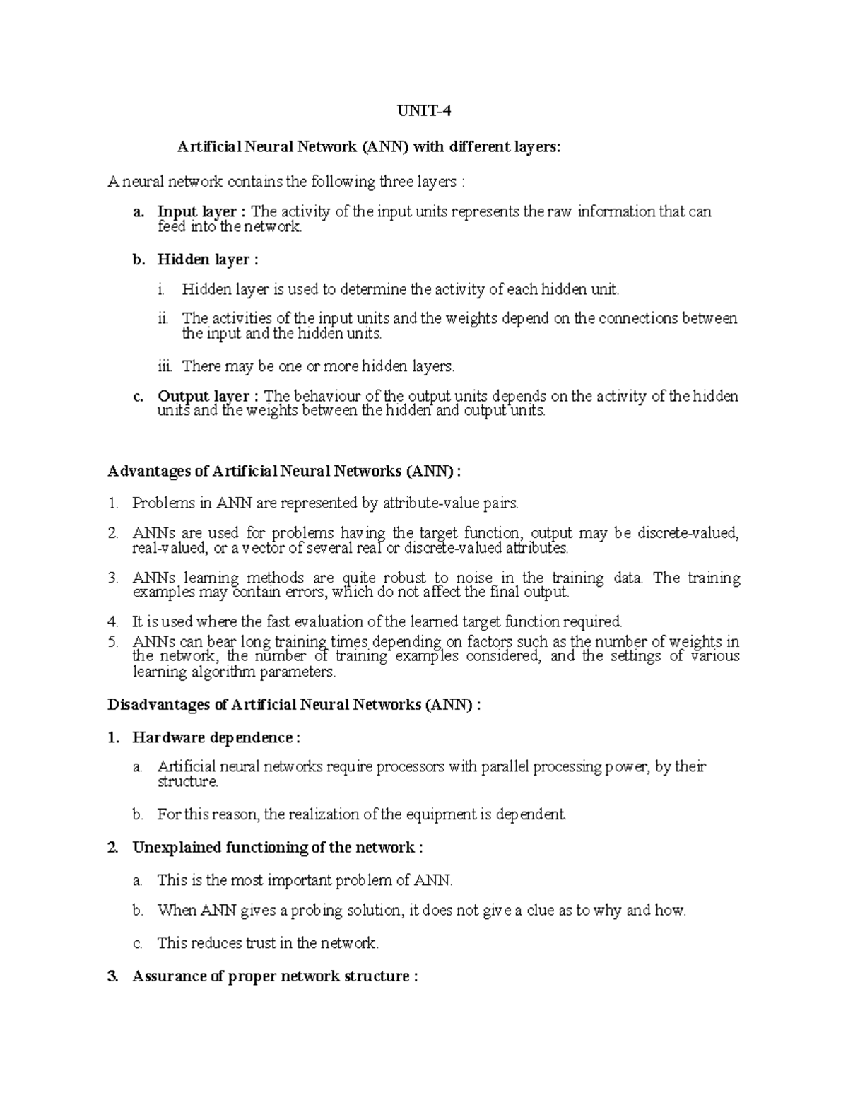 MLT unit 4 - nice - UNIT- Artificial Neural Network (ANN) with ...