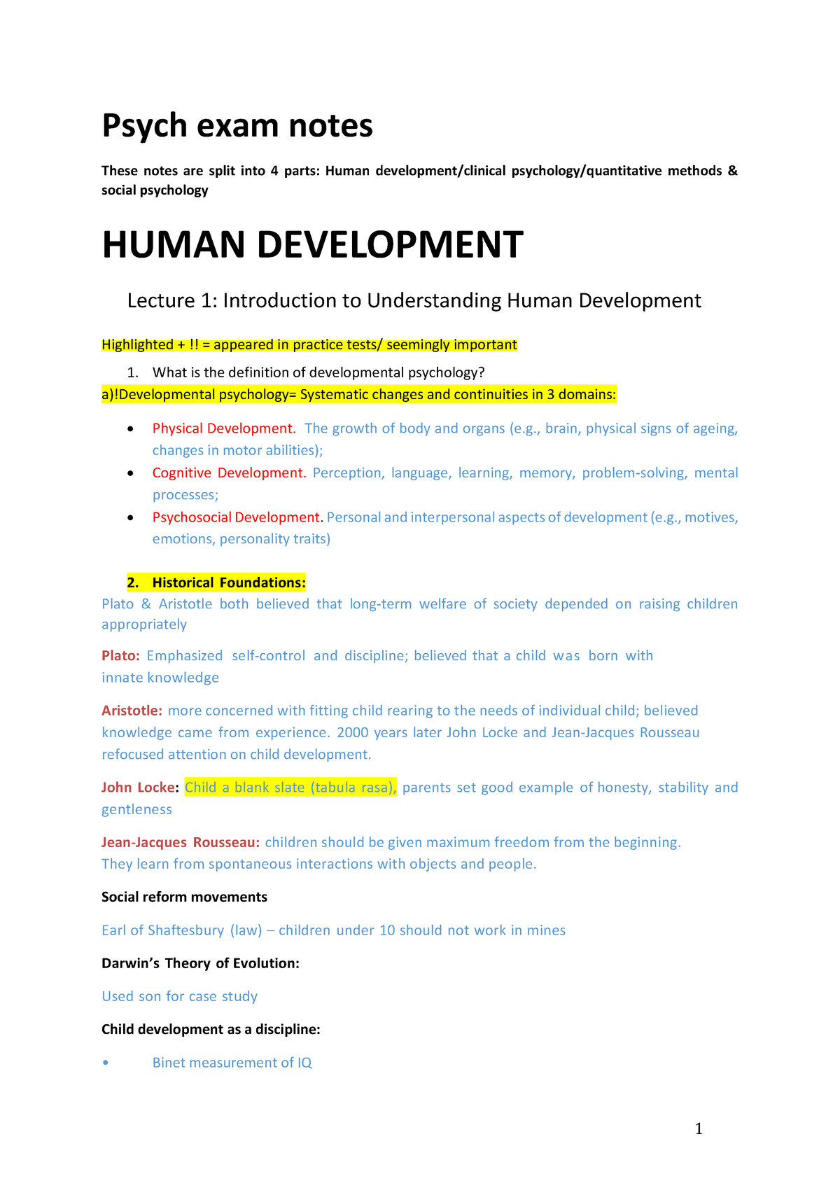 Mind Brain And Behaviour 2 - Psych Exam Notes These Notes Are Split ...