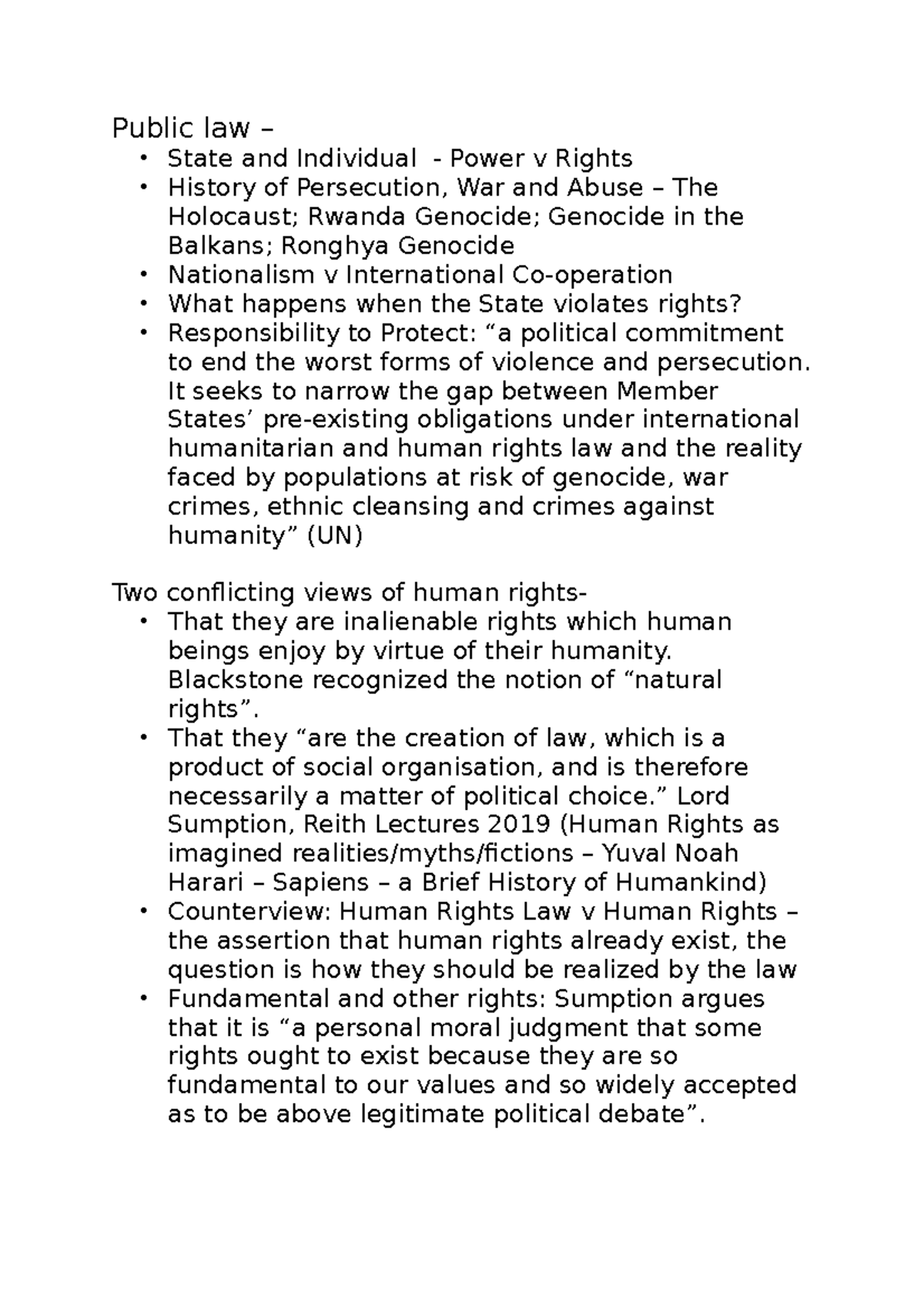 Public law Human rights lecture - Public law – State and Individual ...