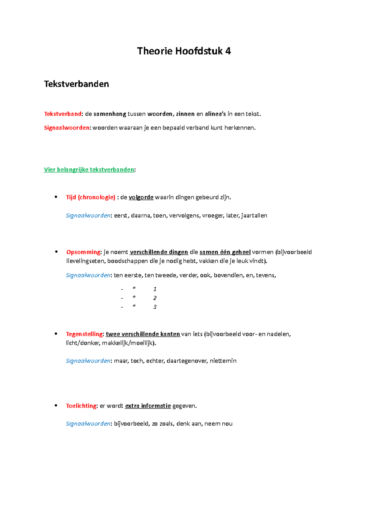 Theorie H4 - het is heel hANDIG - Theorie Hoofdstuk 4 Tekstverbanden ...