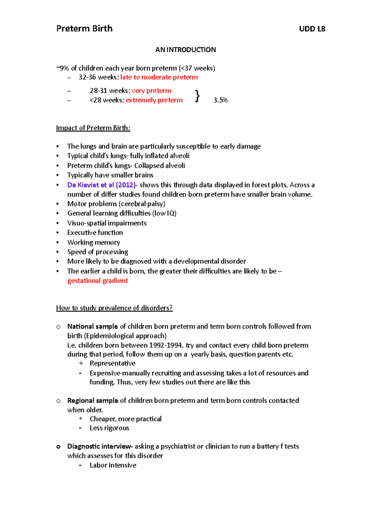 UDD L8 - Lecture notes 8 - AN INTRODUCTION ~9% of children each year ...