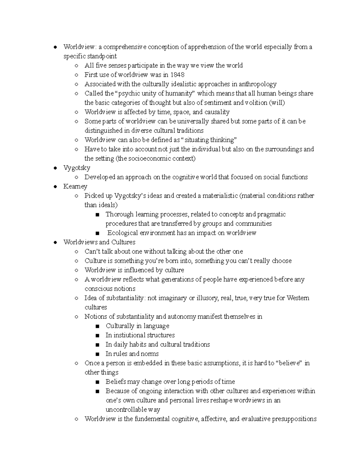 1 30 2020 - Spring semester - Worldview: a comprehensive conception of ...