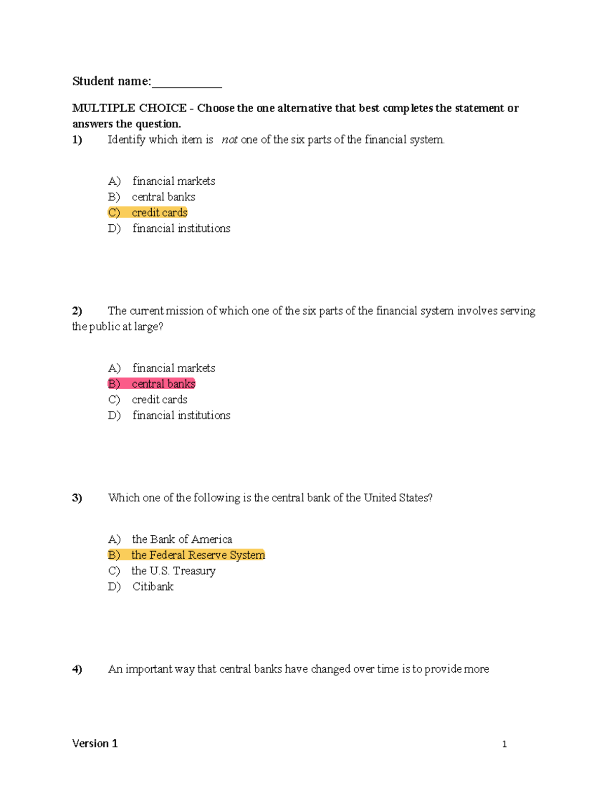 Chapter 1 - Test Bank Chap 1 - Student Name:__________ MULTIPLE CHOICE ...