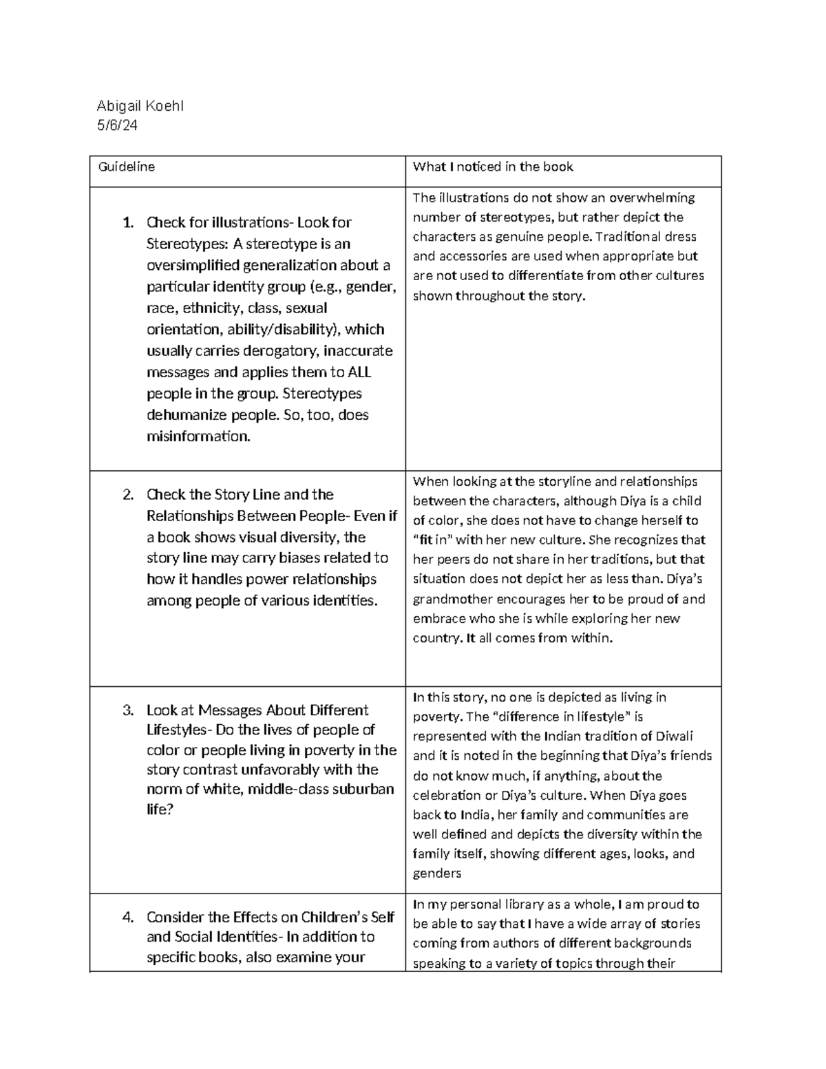 Content Analysis for Cultural Competency - Abigail Koehl 5/6/ Guideline ...