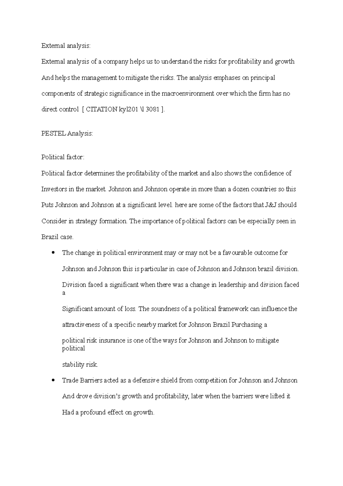 External analysis - assignment 1 - External analysis: External analysis ...