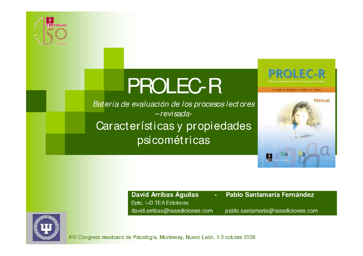 Introducción Batería ( Prolec-R) - PROLEC-R Batería de evaluación de ...